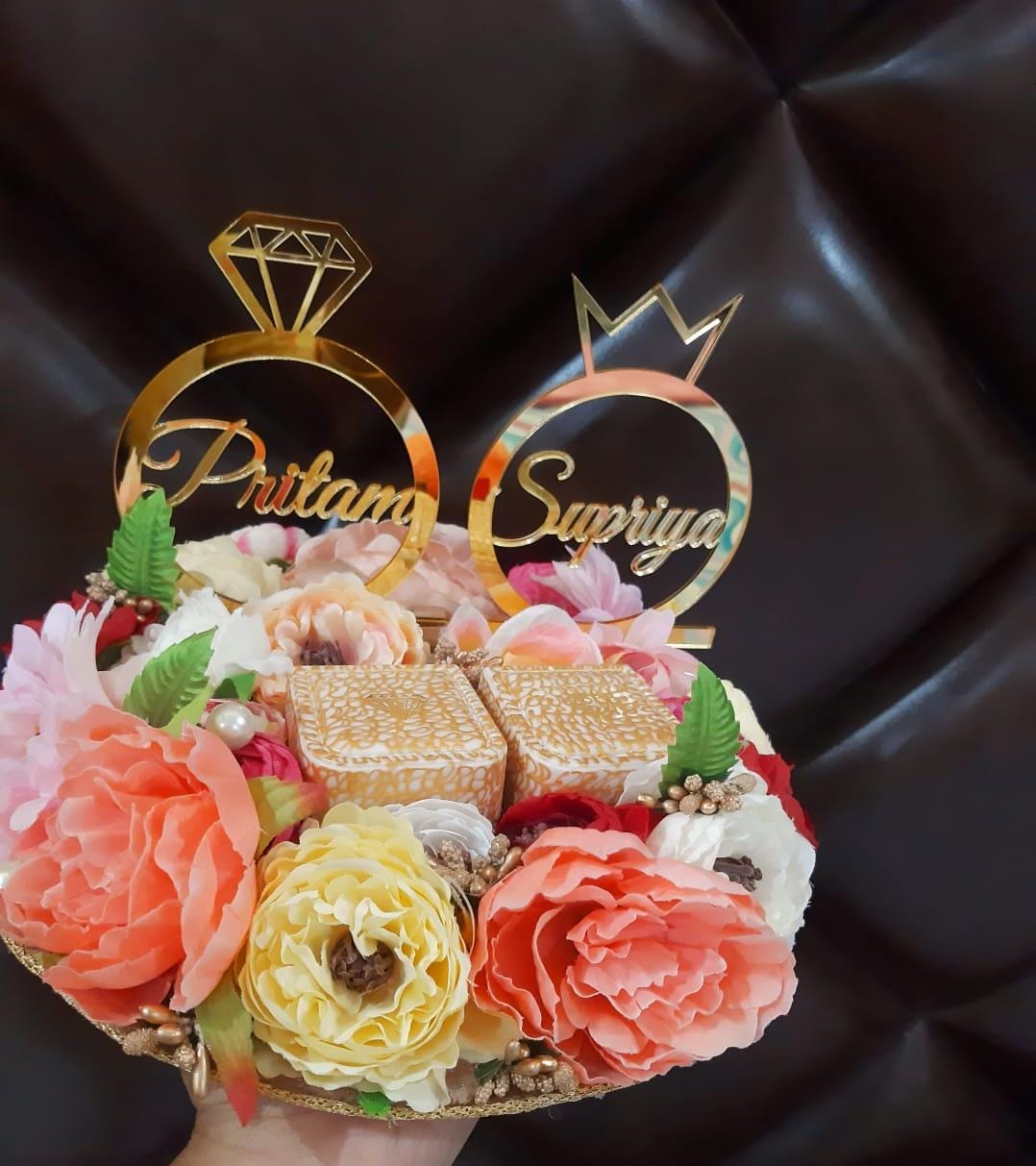 wedding items, Wedding Accessories, wedding, ring tray, ring platter, ring plate, ring ceremony, groom gift, engagement tray, engagement, earrings, dulha to be, customized platter, customised platter, bride to be, bride gift