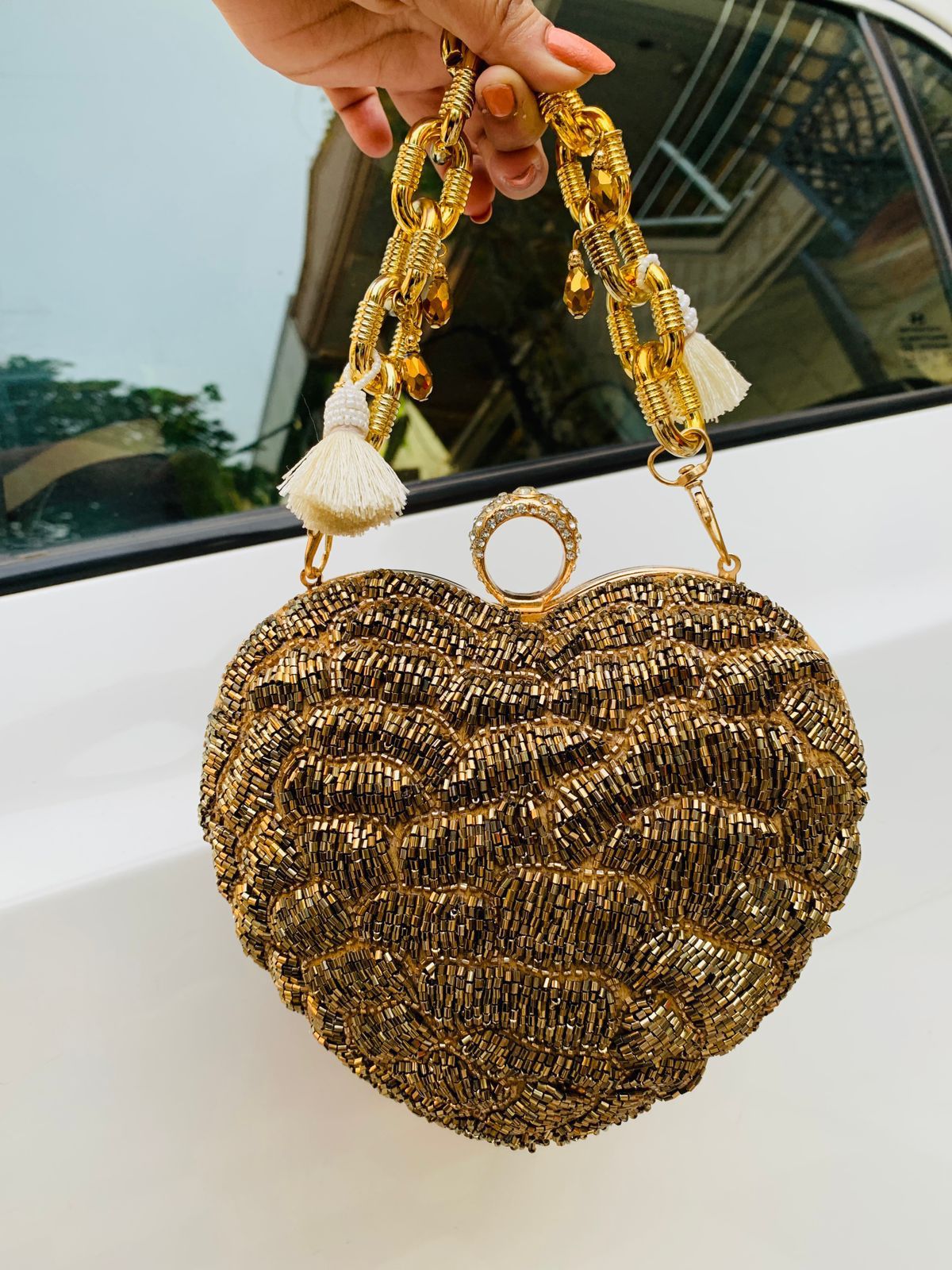 Heart 3D Floral Clutch Bag