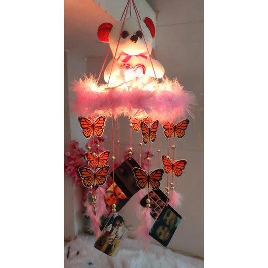 Fairy Lights Windchime With Teddy & Butterflies