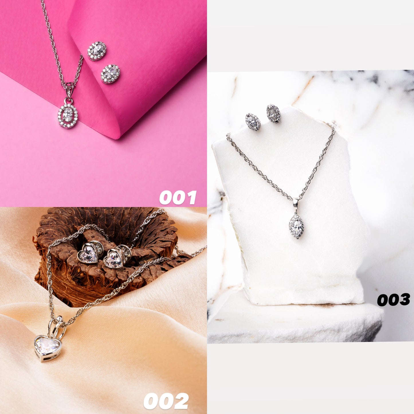 Pure Silver Chain Pendant With Earrings