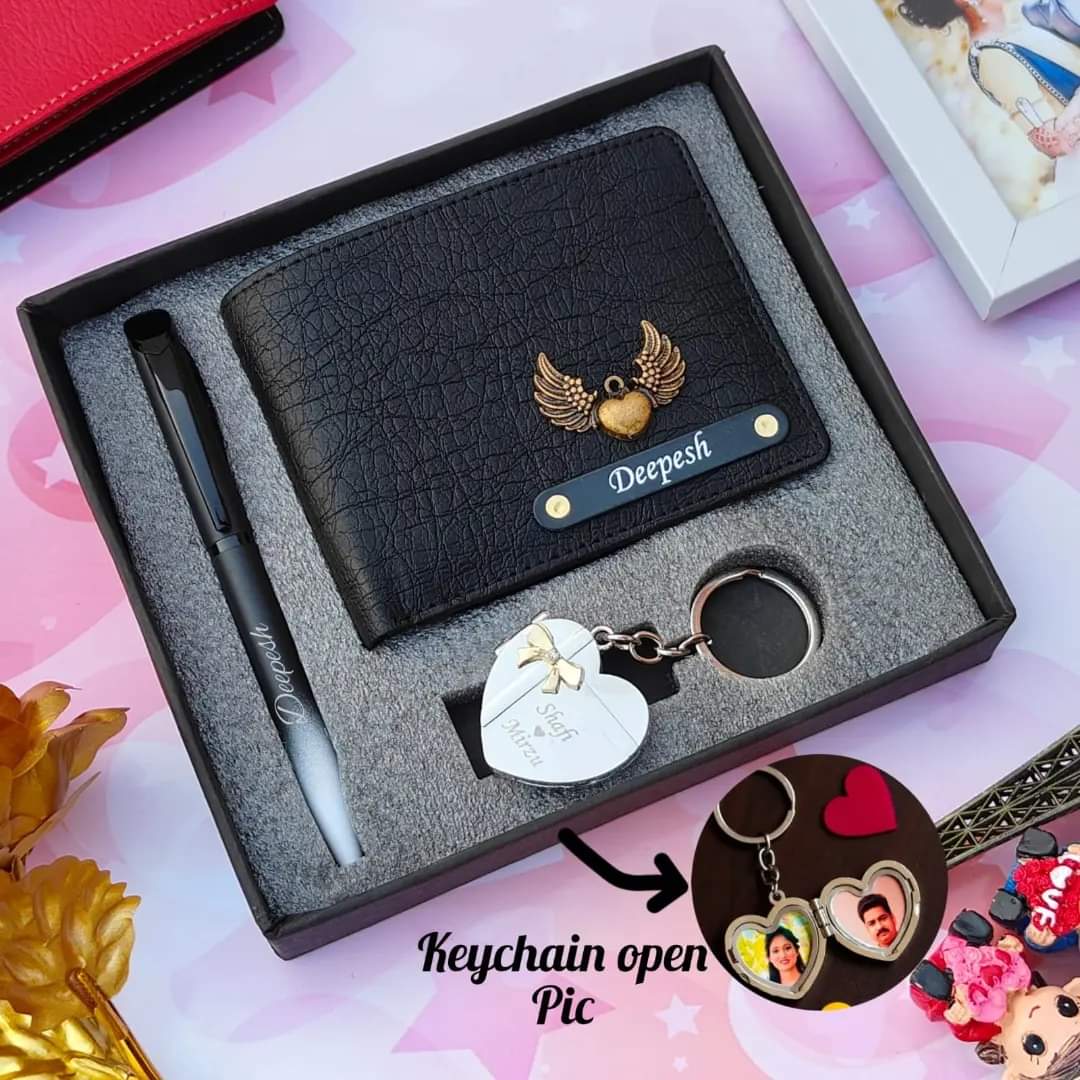 New Heart Metal Keychain Wallet Combo