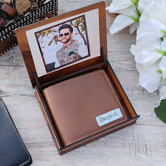 Bangkok Leather Wallet With Themed Wooden Box