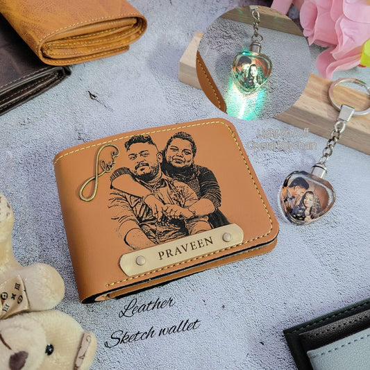 Sketch Wallet With Crystal Keychain