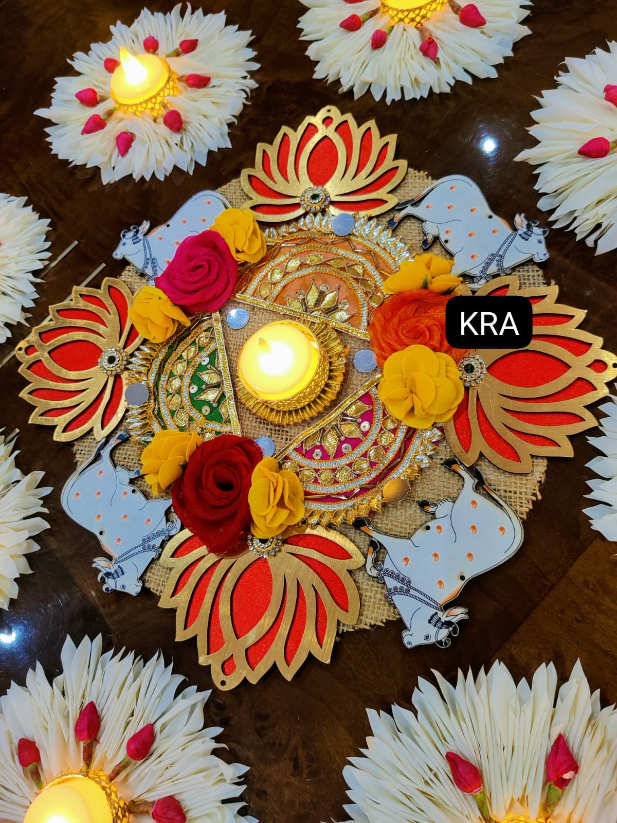 Pichwai Cow & Lotus Gajra Mat