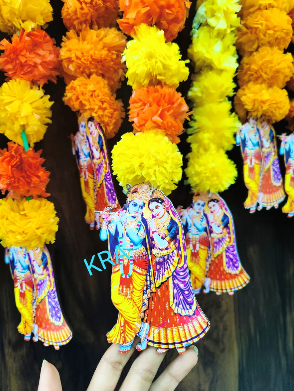 Marigold Radha-Krishan Ji Hanging