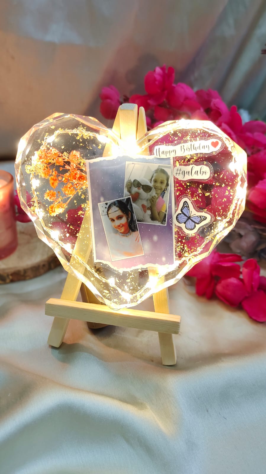 Diamond Cut Heart Resin Tabletop