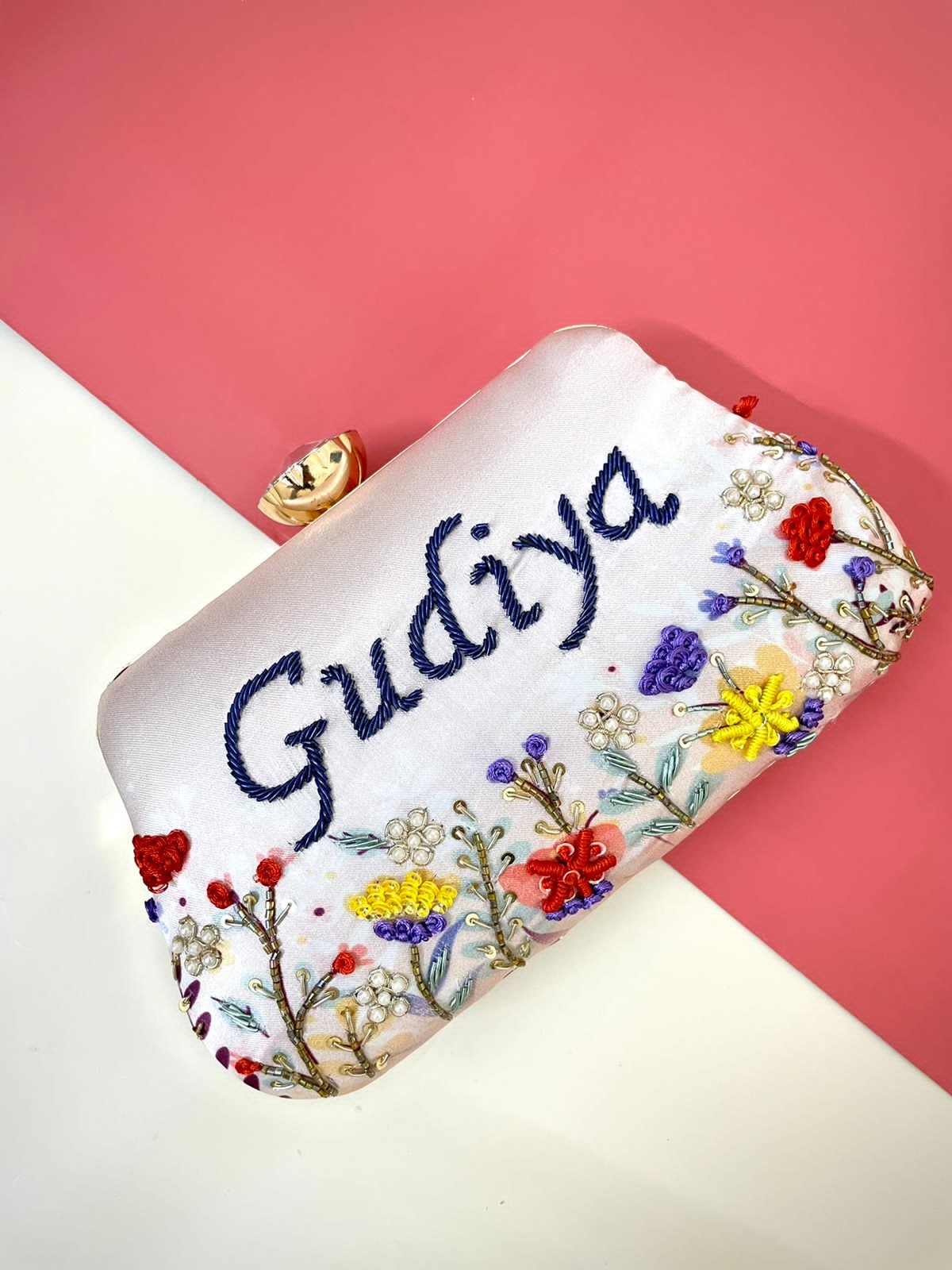 Designer Customized Printed Embroidered Clutch In New Frame