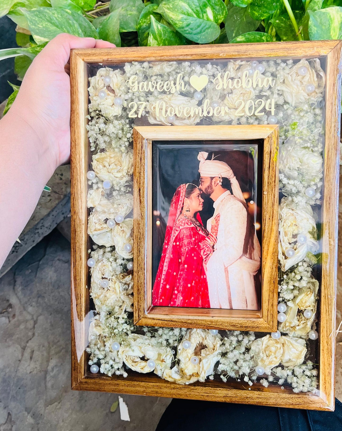 Varmala Preservation In Teakwood Frame