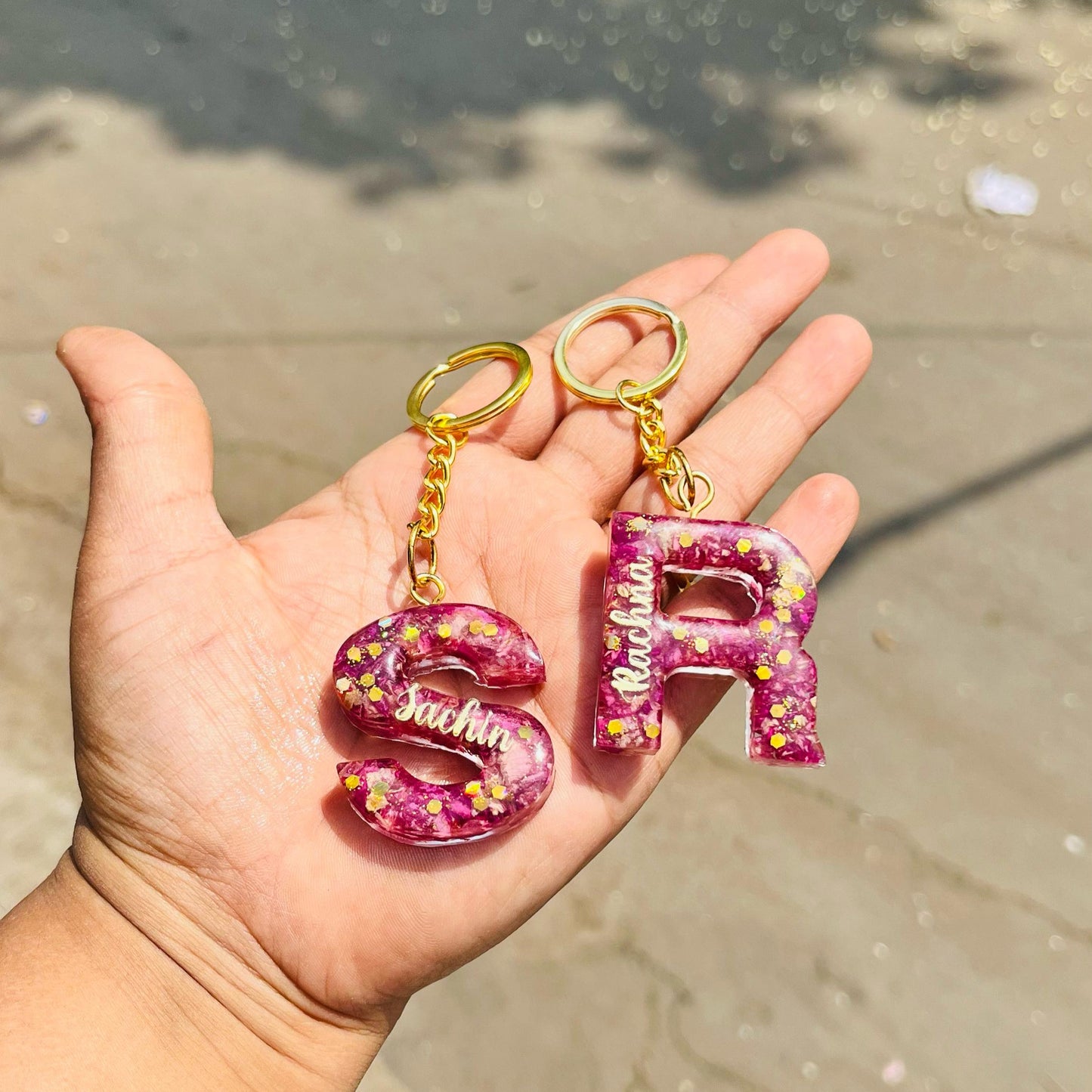 Resin Initial Keychain
