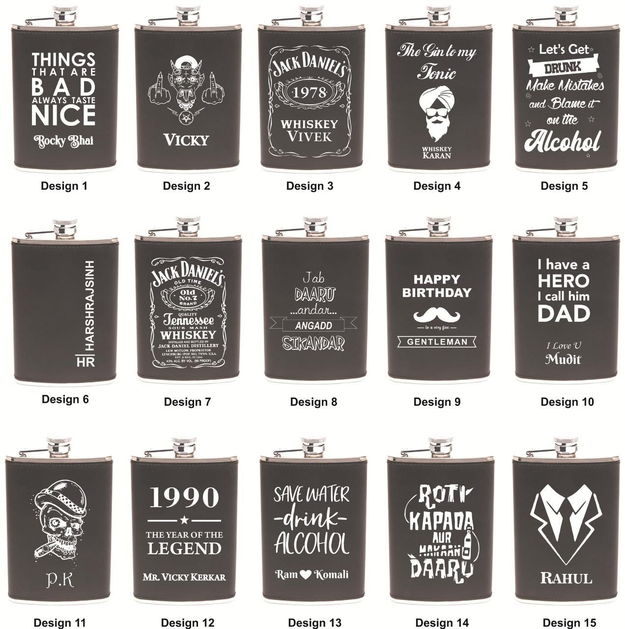Round Hip Flask Set With 4 Shot Glasses & 1 Funnel