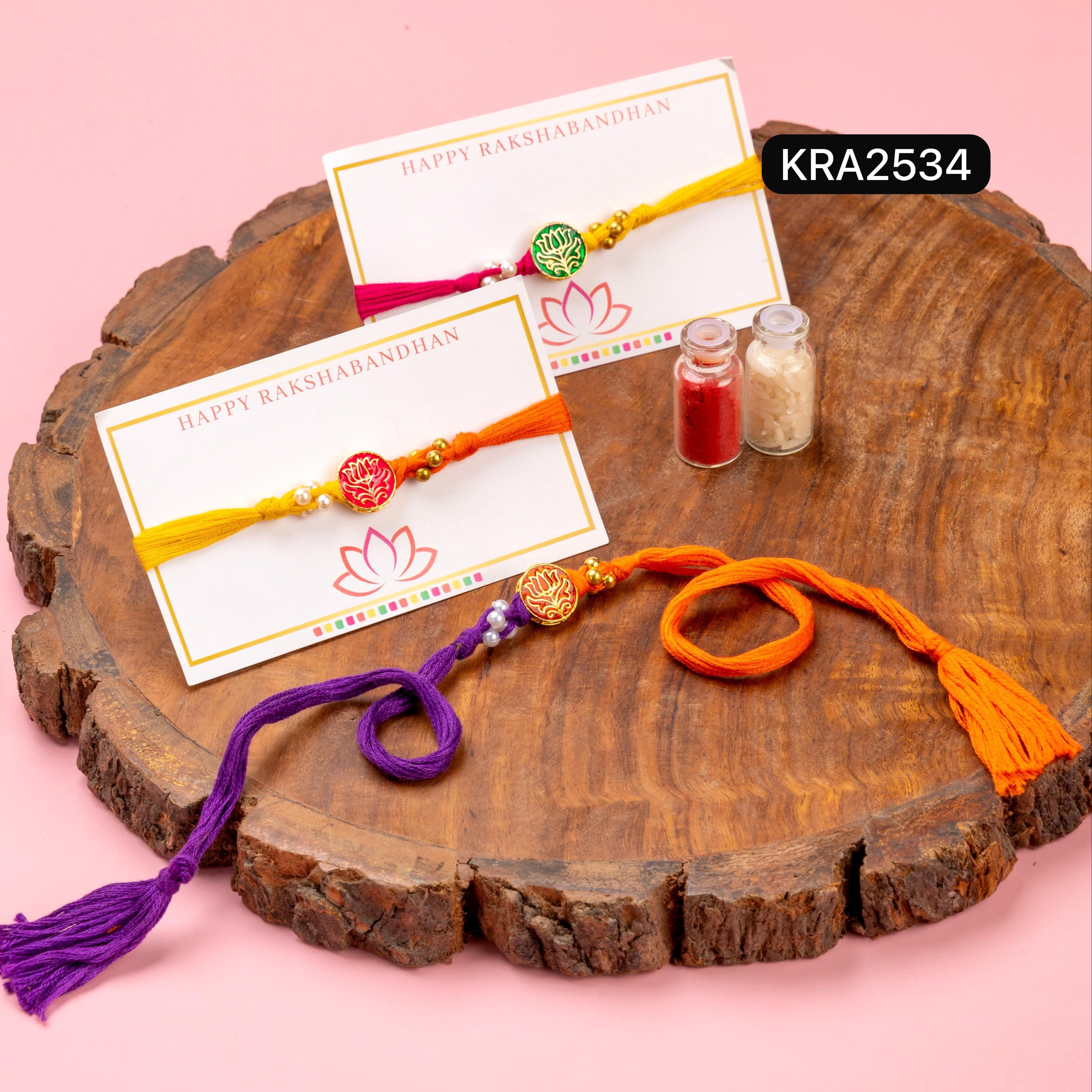 Lotus Meenakari Rakhi With Tassels (KRA2534)