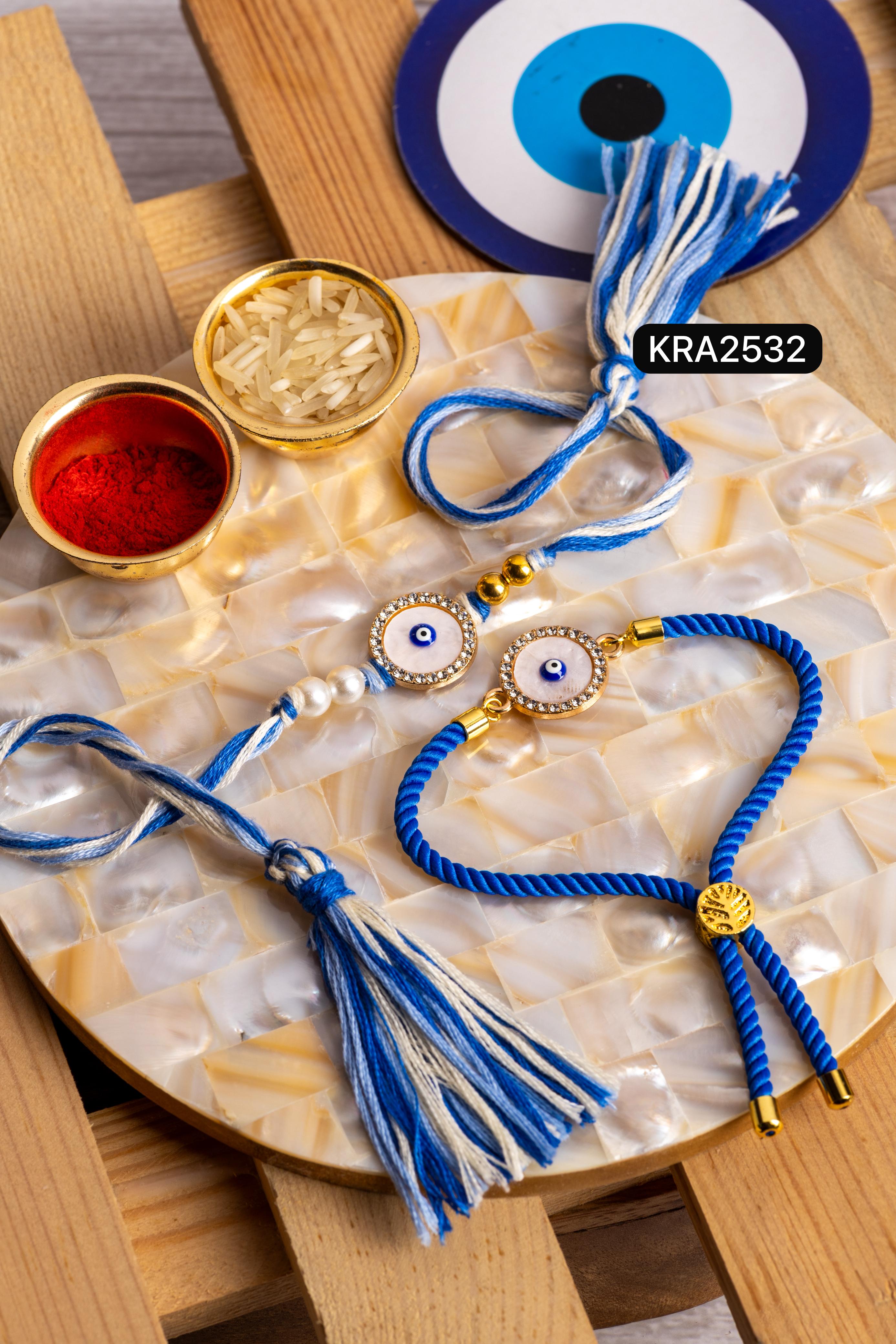 Evil Eyes Rakhi & Bracelet Cord Set (KRA2532)