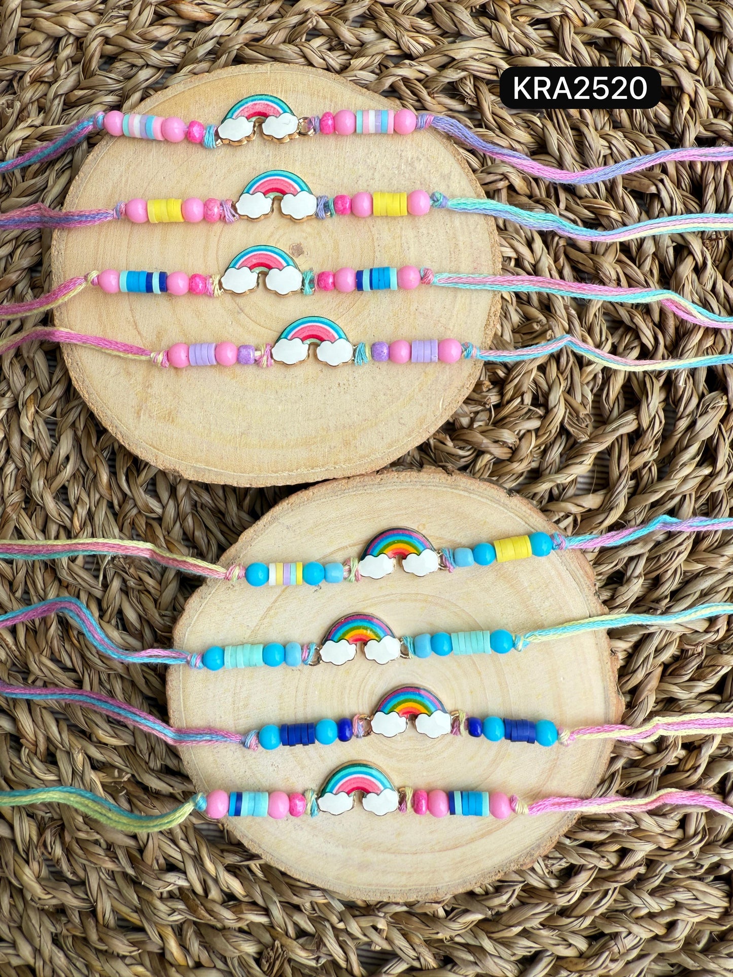 Kids Rainbow 3D Charms Rakhi With Colorful Fimo Beads (KRA2520)