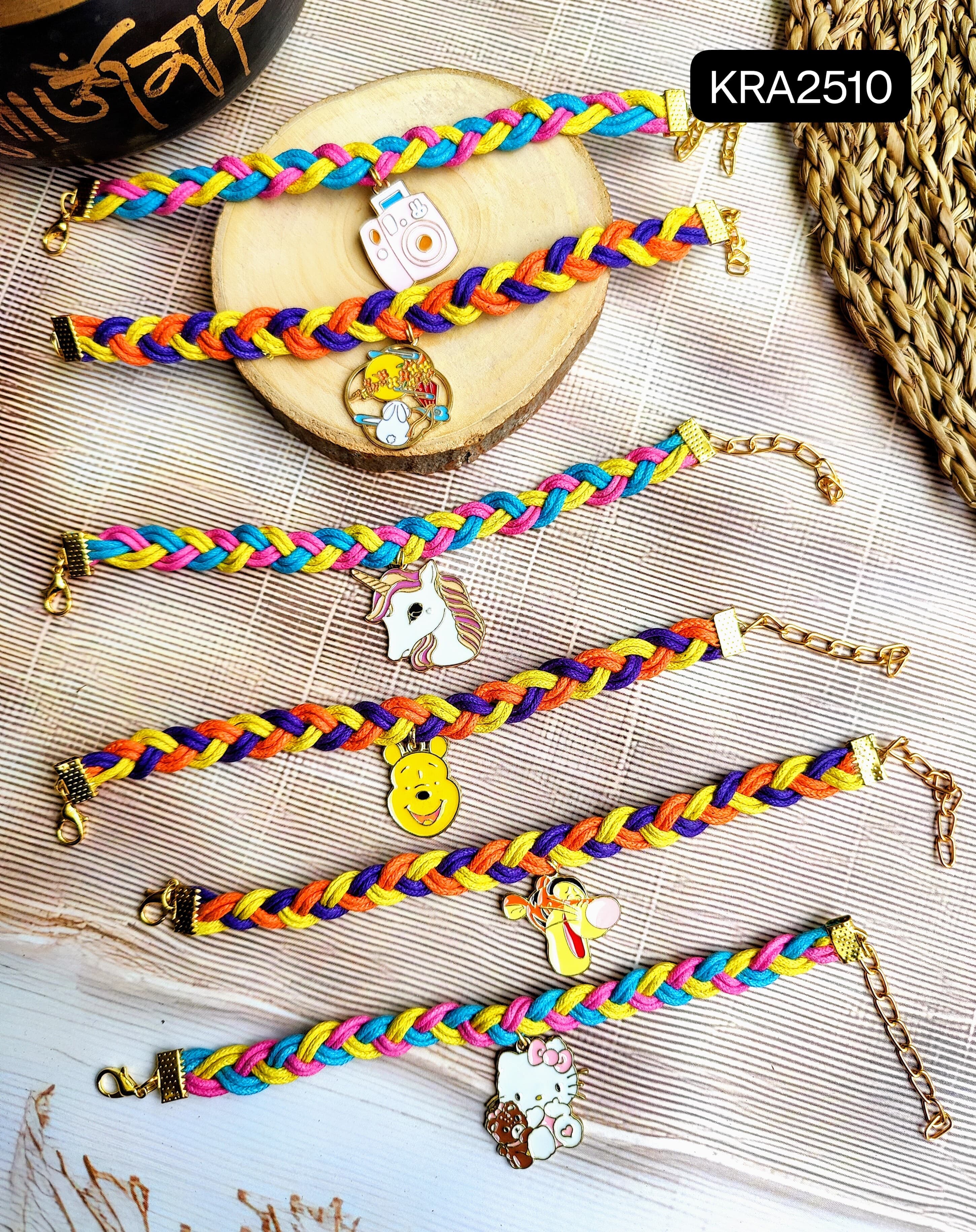 Hand Braided Leather Cords Kids Bracelets (KRA2510)