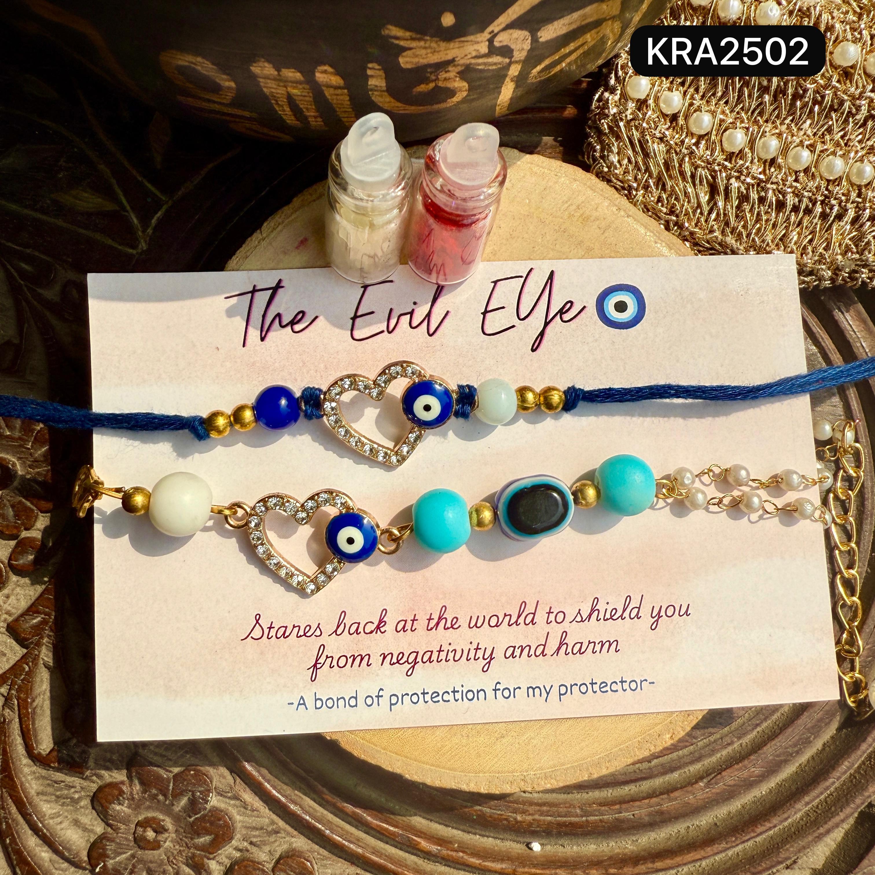 Evil Eye Heart Rakhi With Stylish Bracelet (KRA2502)