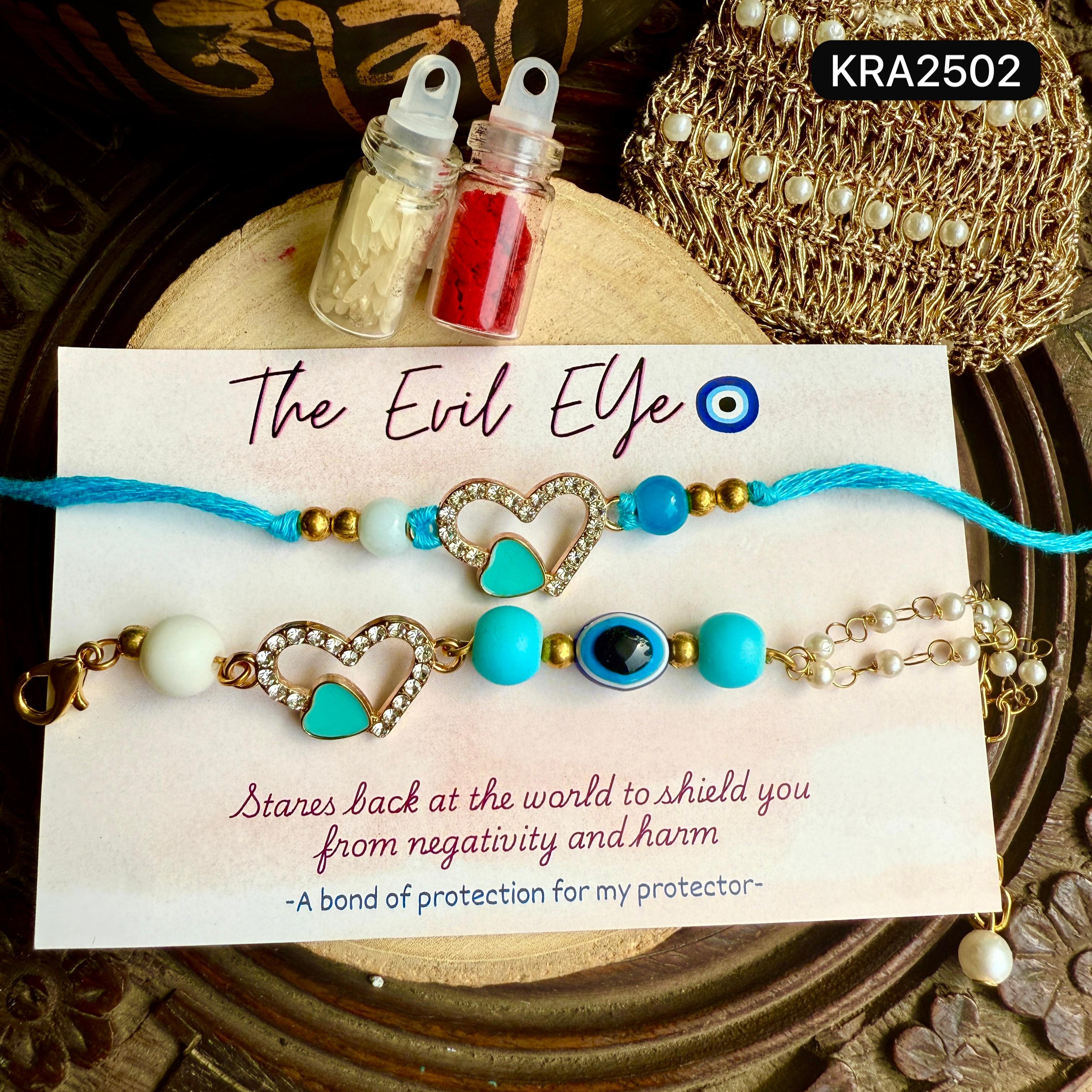 Evil Eye Heart Rakhi With Stylish Bracelet (KRA2502)