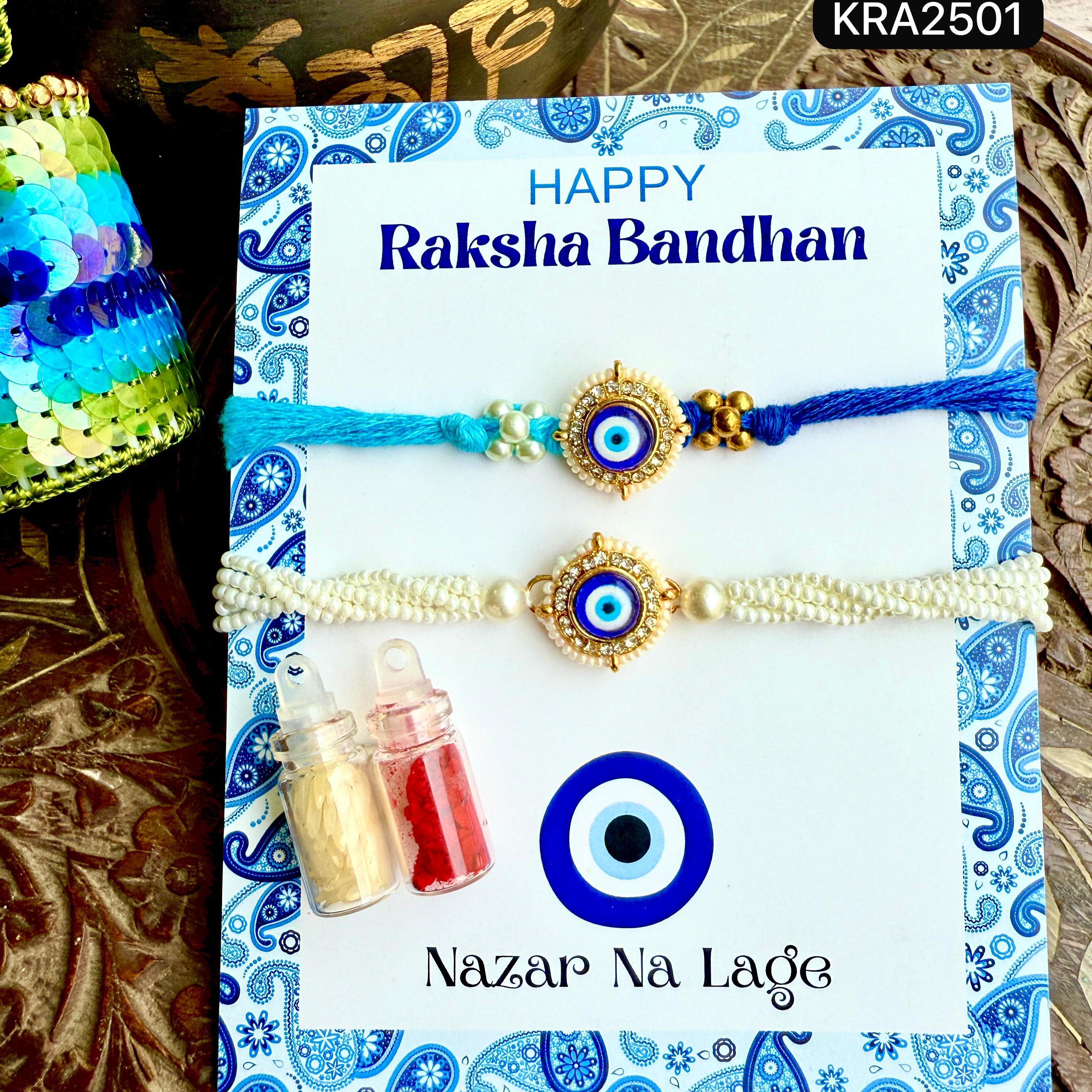 Evil Eye Tassel Rakhi & Bracelet Set (KRA2501)