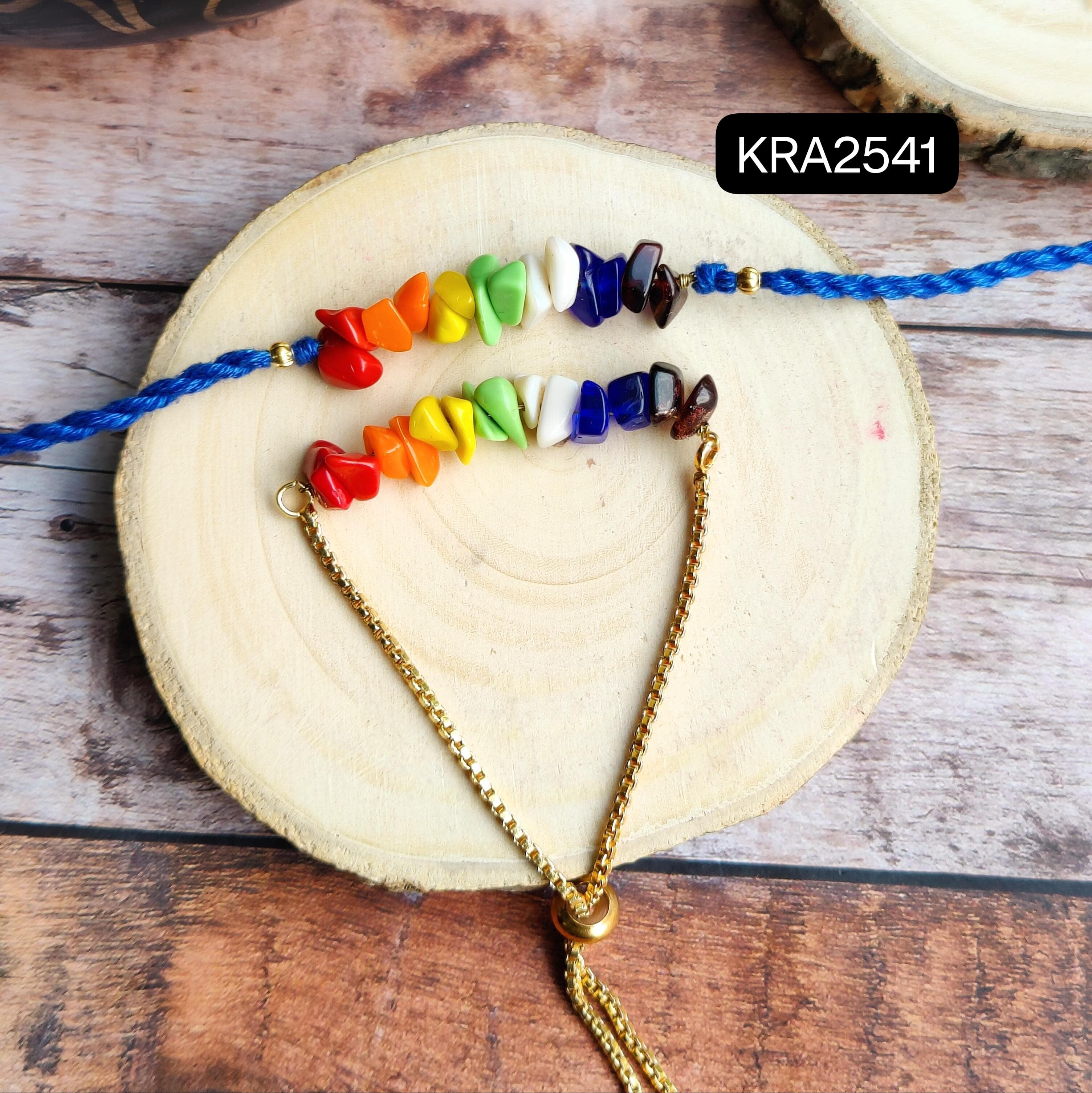 Seven Chakra Rakhi & Bracelet Set (KRA2541)