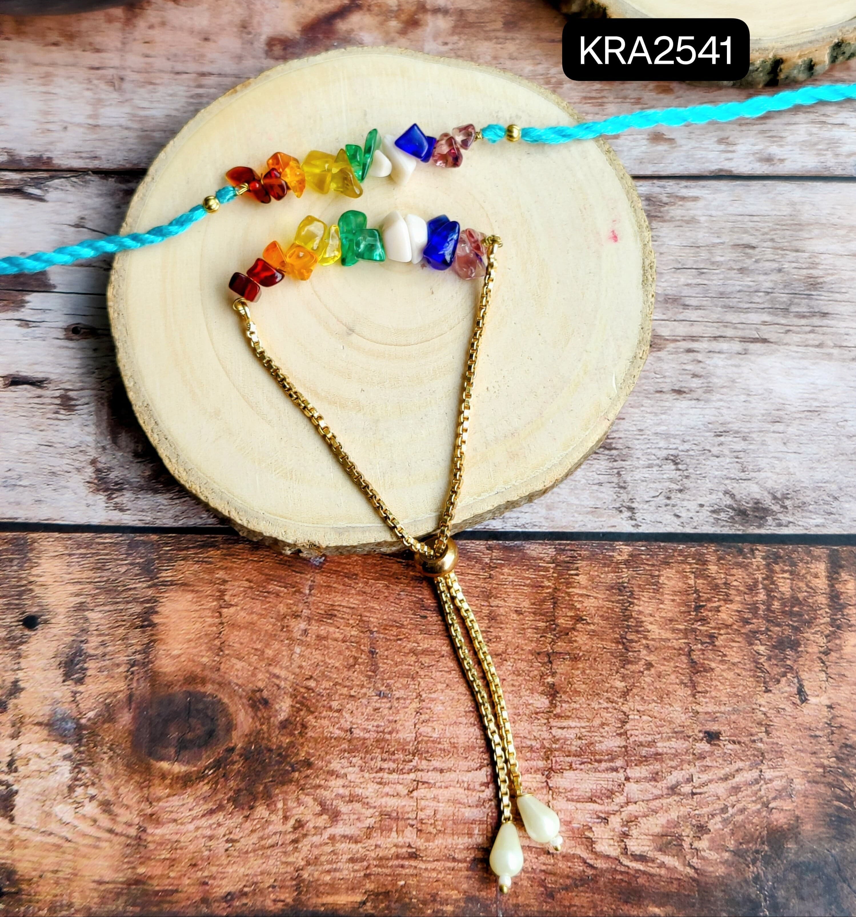 Seven Chakra Rakhi & Bracelet Set (KRA2541)