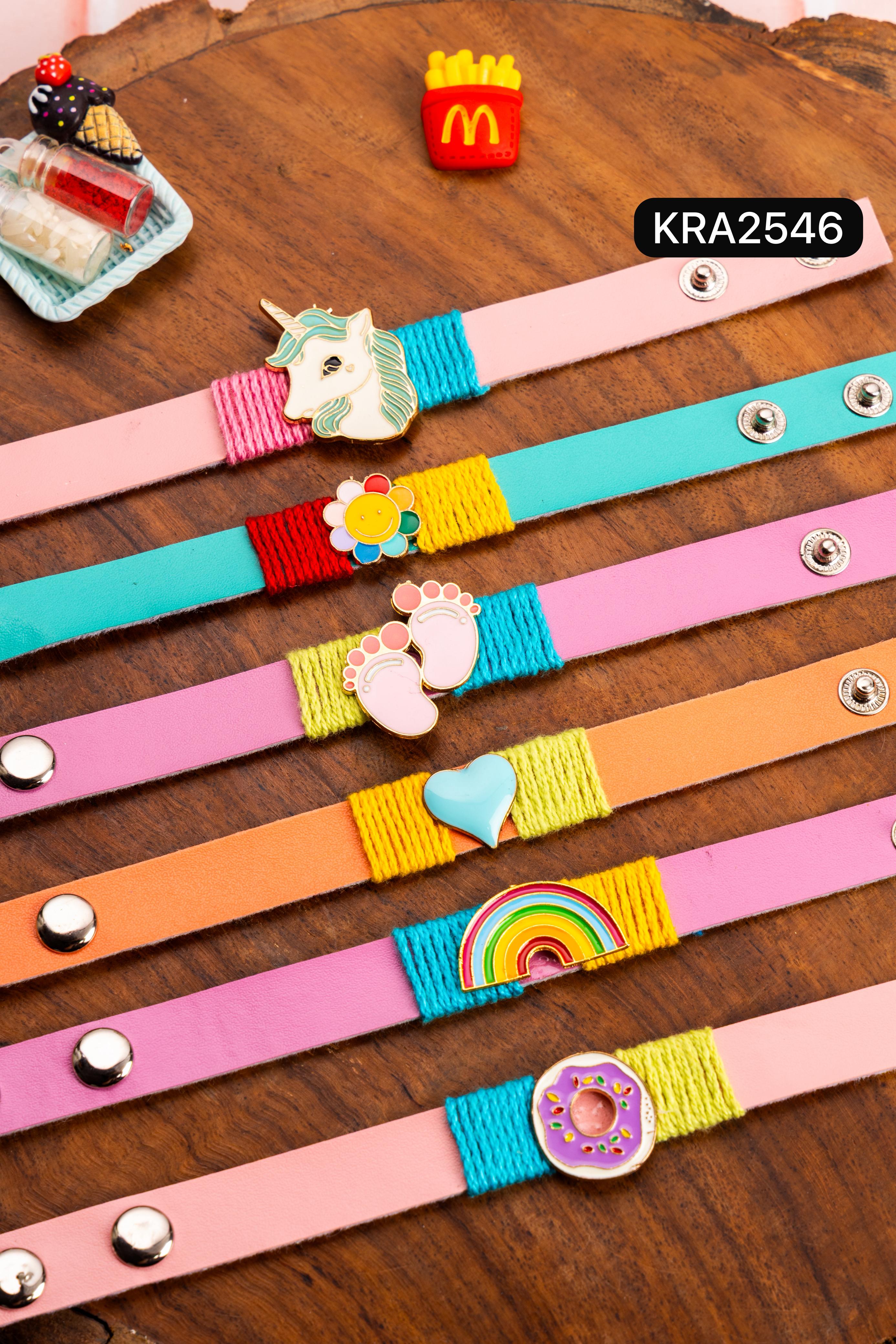 Kids Colorful Band Rakhi with Metal Charms (KRA2546)