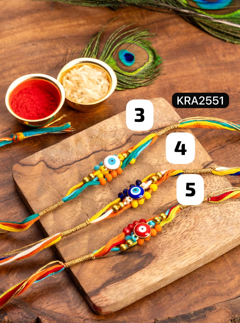 Multi Color Designer Evil Eye/Morpankh Rakhi (KRA2551)