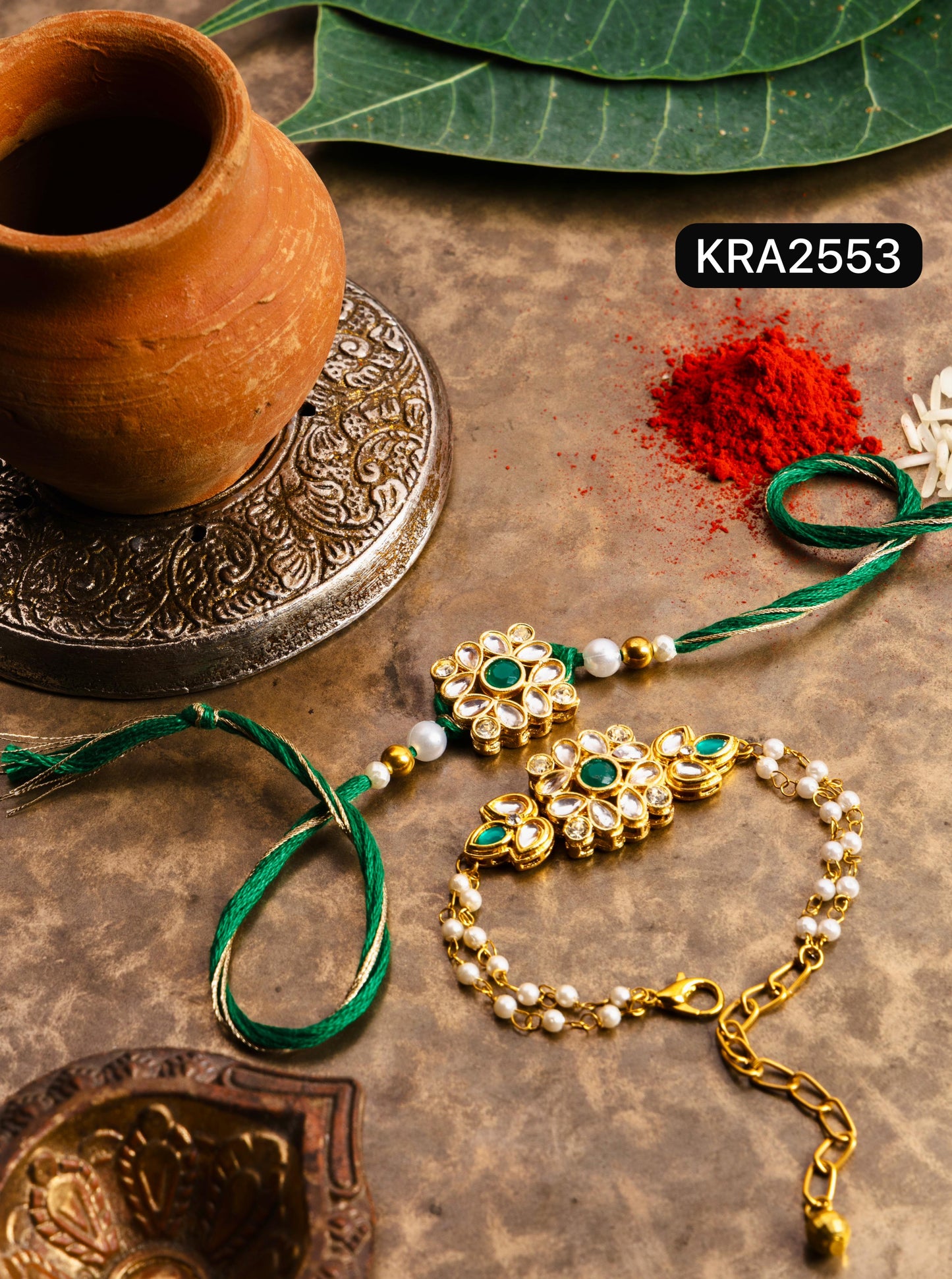 Kundan Rakhi & Bracelet Set (KRA2553)