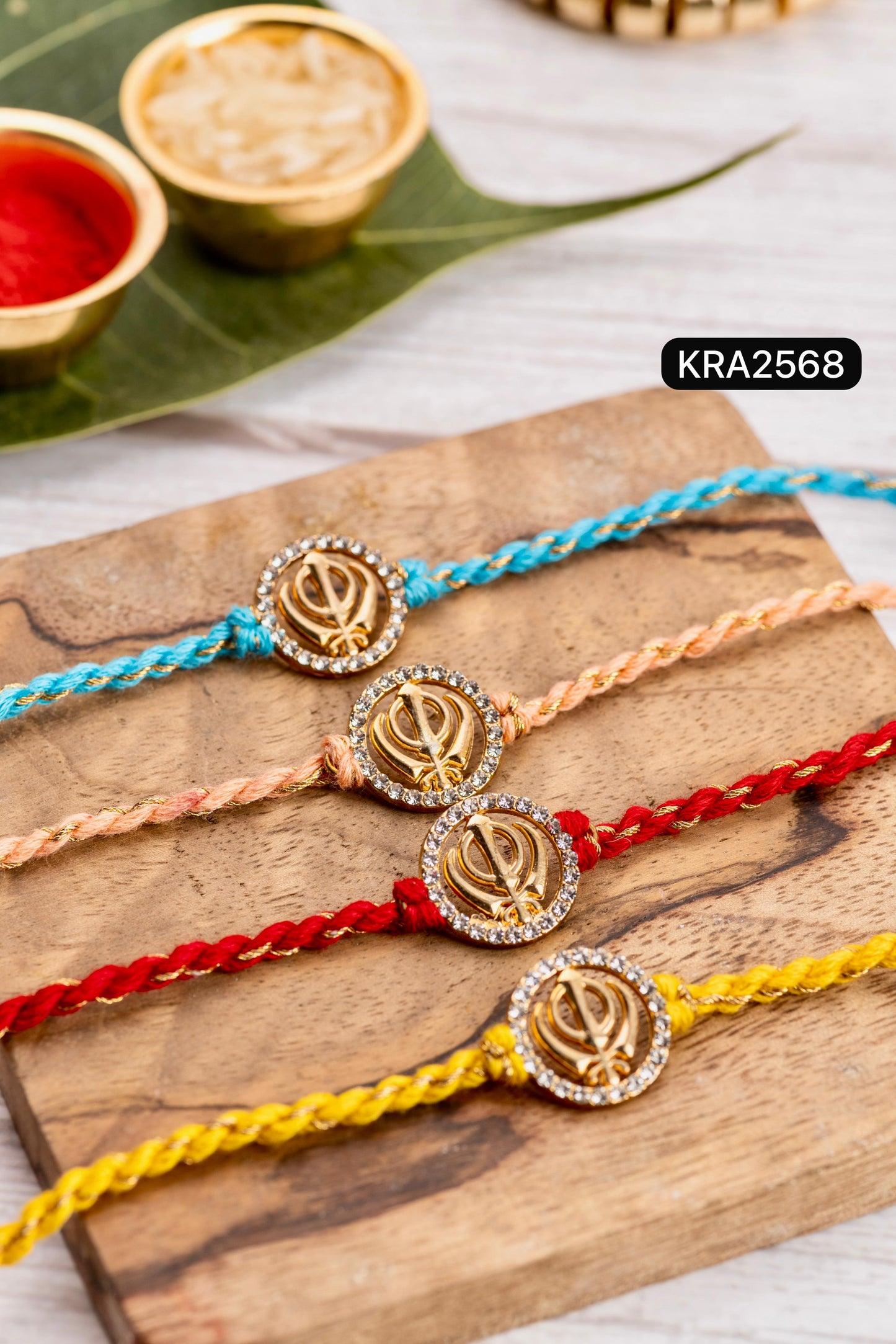 Embellished Sikh Khanda, Hand Braided Rakhi (KRA2568)