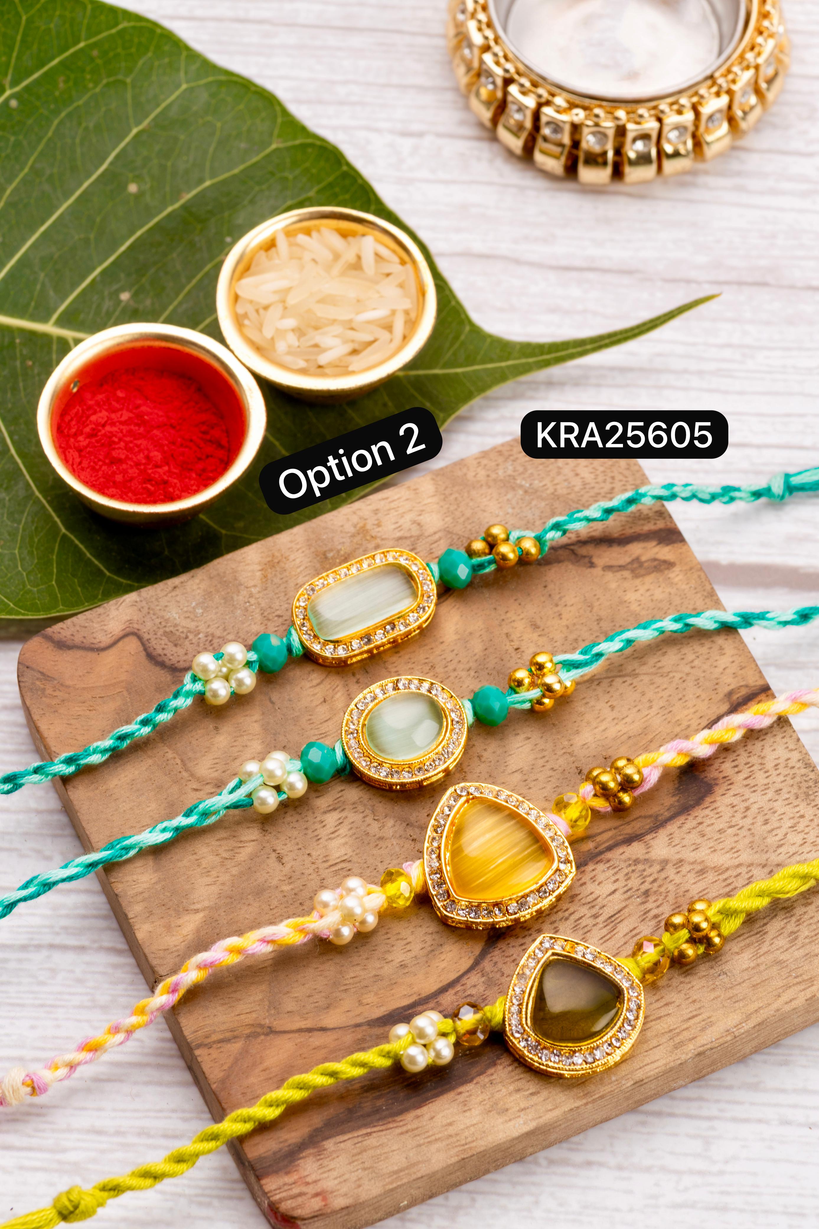 Monalisa AD Stone Handbraided Rakhi (KRA25605)