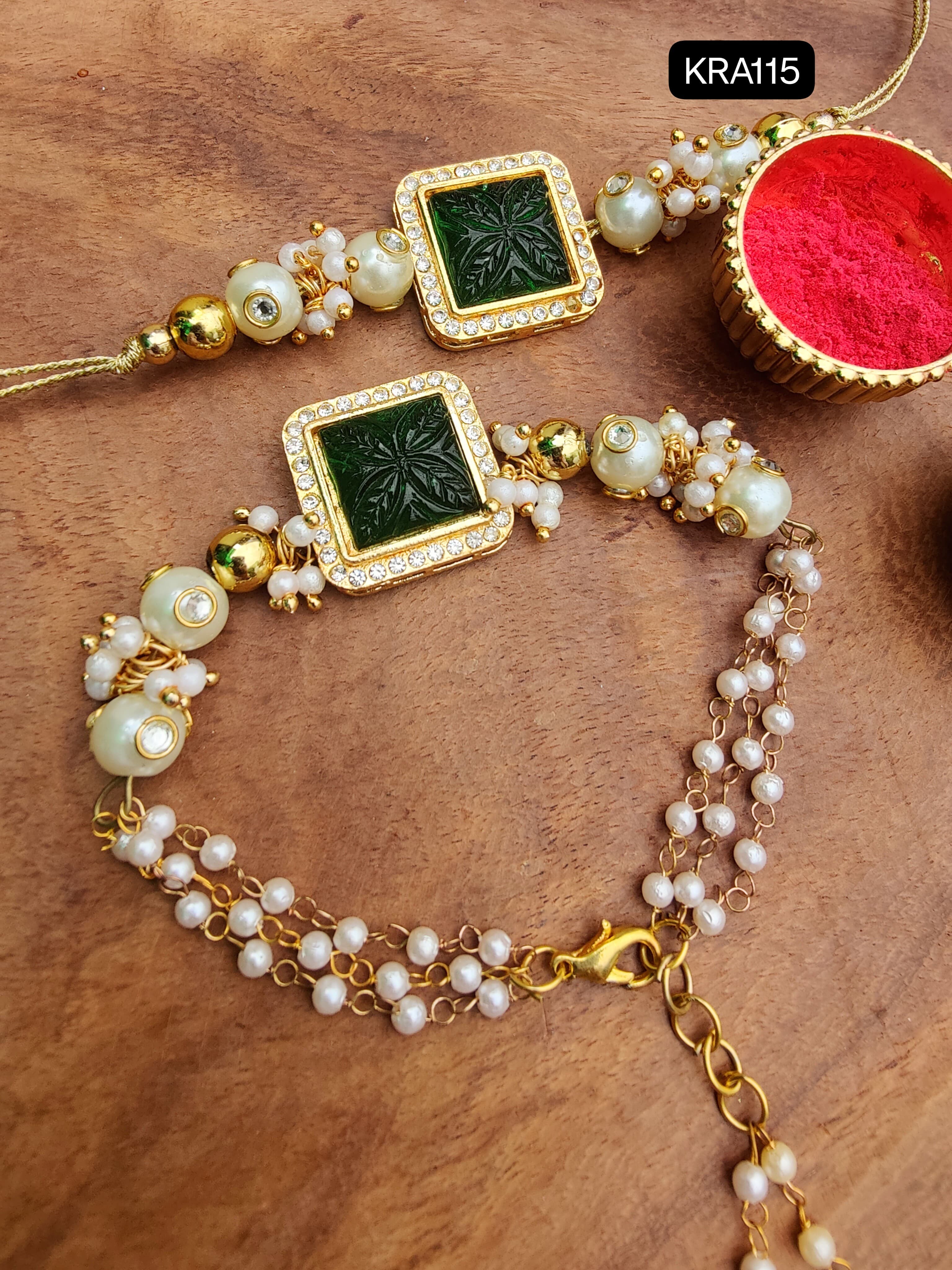 Heavy Kundan Rakhi & Bracelet Set (KRA115)