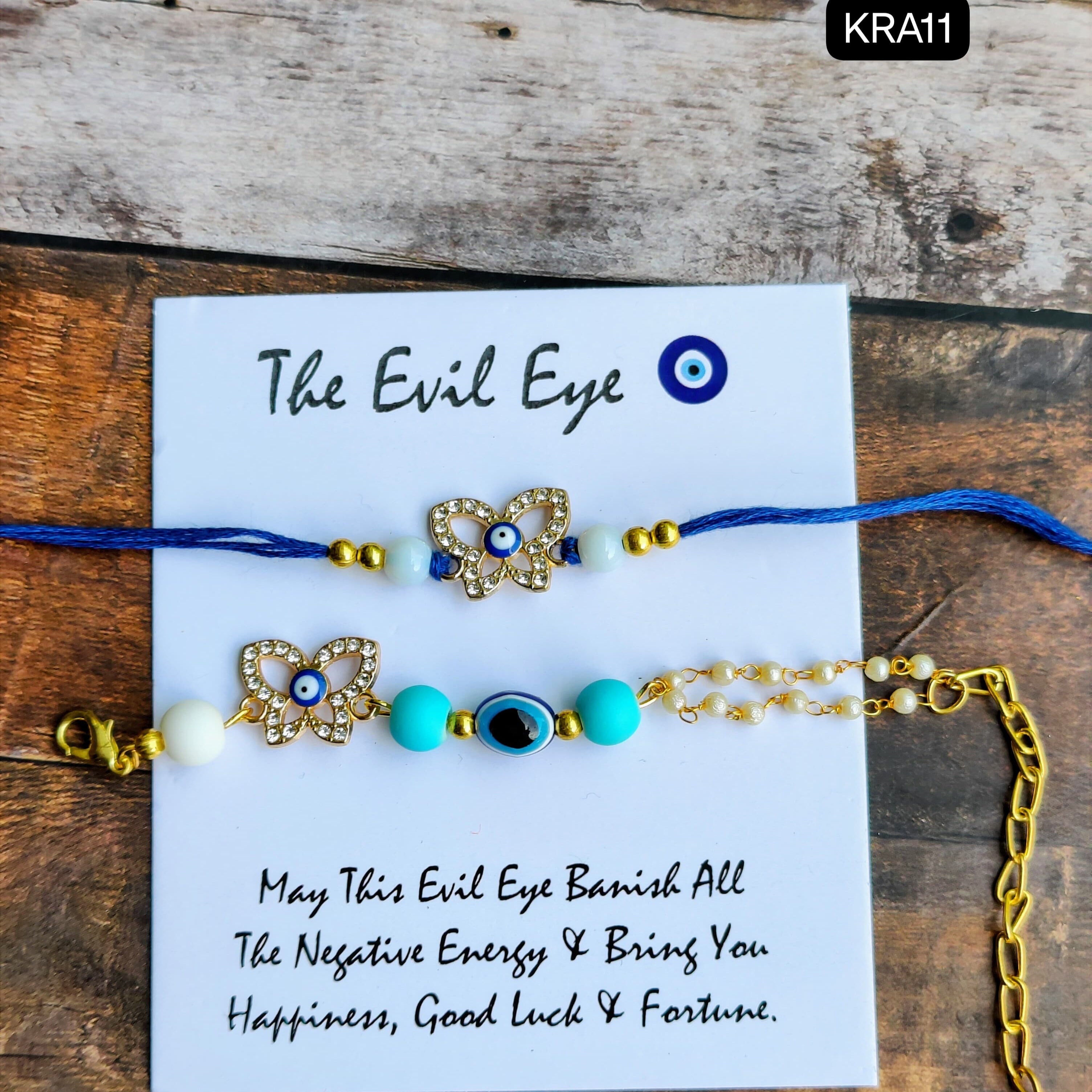 Evil Eye Butterfly Rakhi With Stylish Bracelet (KRA11)