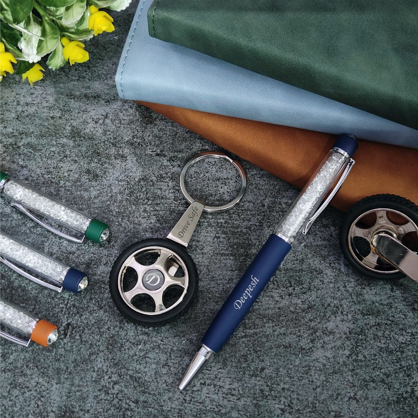 Revolving Wheel Keychain & Pen Combo