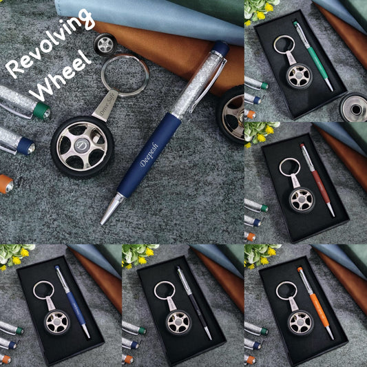Revolving Wheel Keychain & Pen Combo