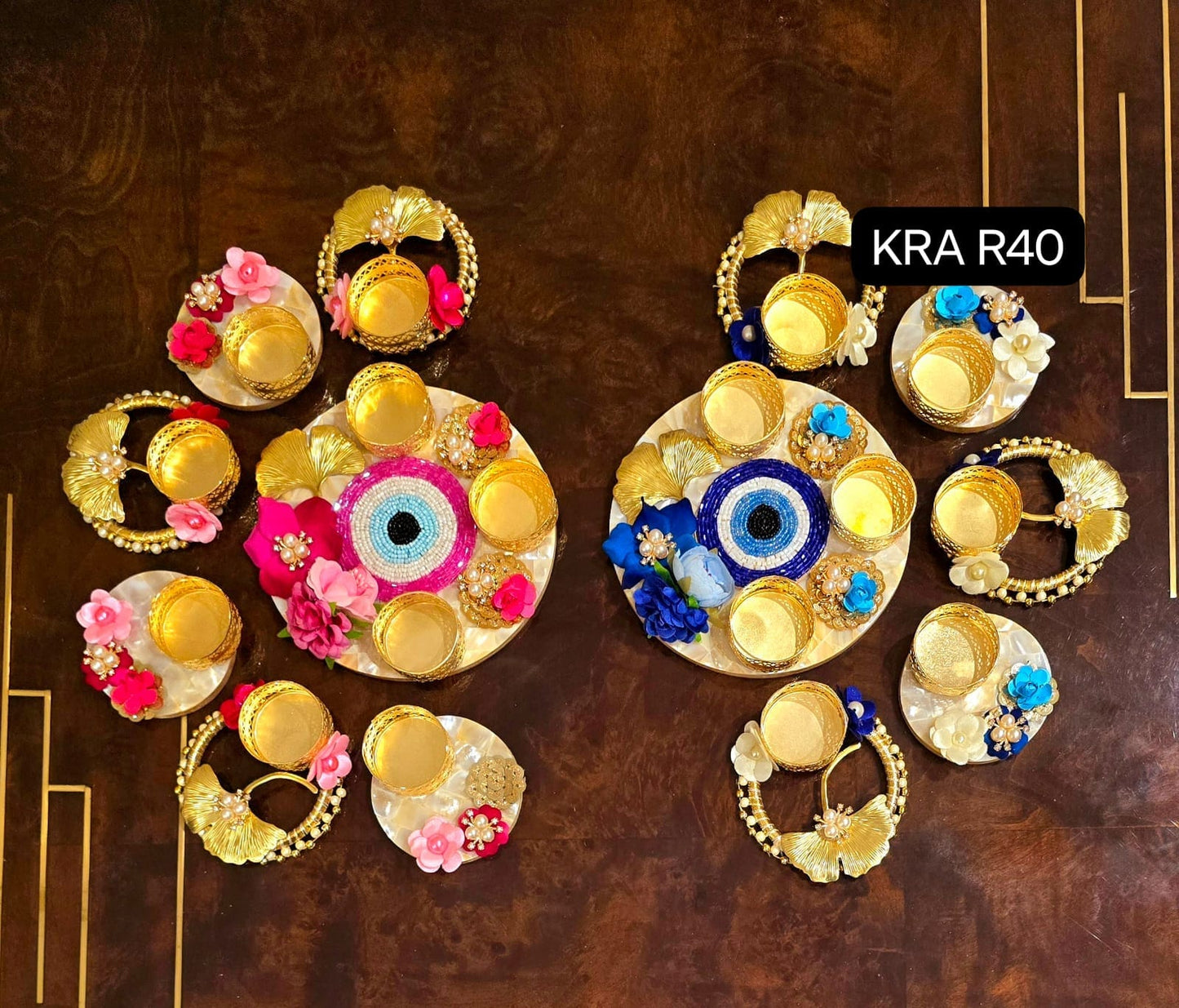 Mother Of Pearls (MOP) Evil Eye Rangoli Set With Gift Bag KRA R40