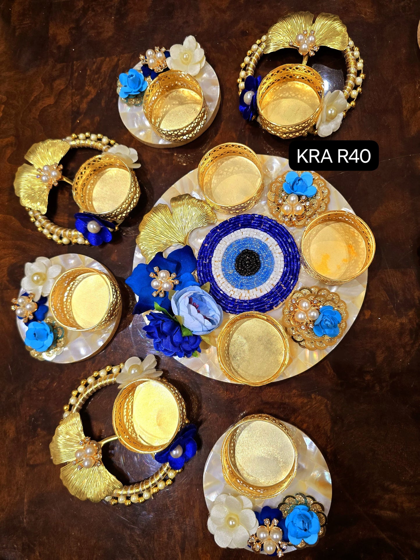 Mother Of Pearls (MOP) Evil Eye Rangoli Set With Gift Bag KRA R40
