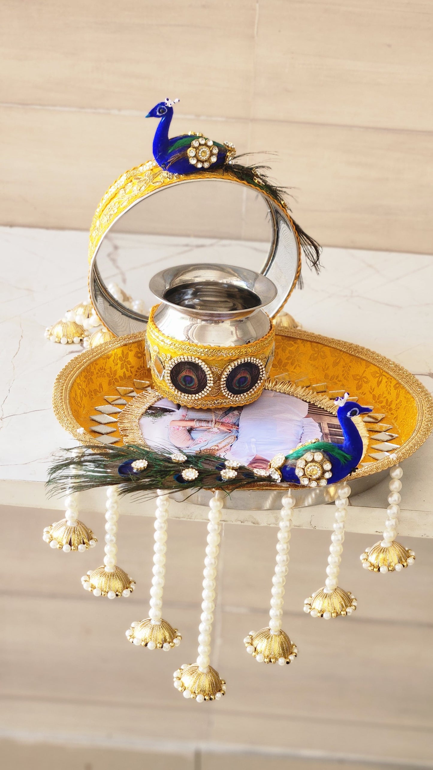 Peacock Thali Set With Latkan K-Ht022