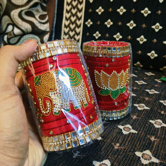 Designer Chura With Elephant & Lotus Motif 🐘🌸