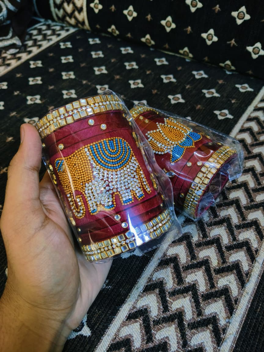 Designer Chura With Elephant & Lotus Motif 🐘🌸