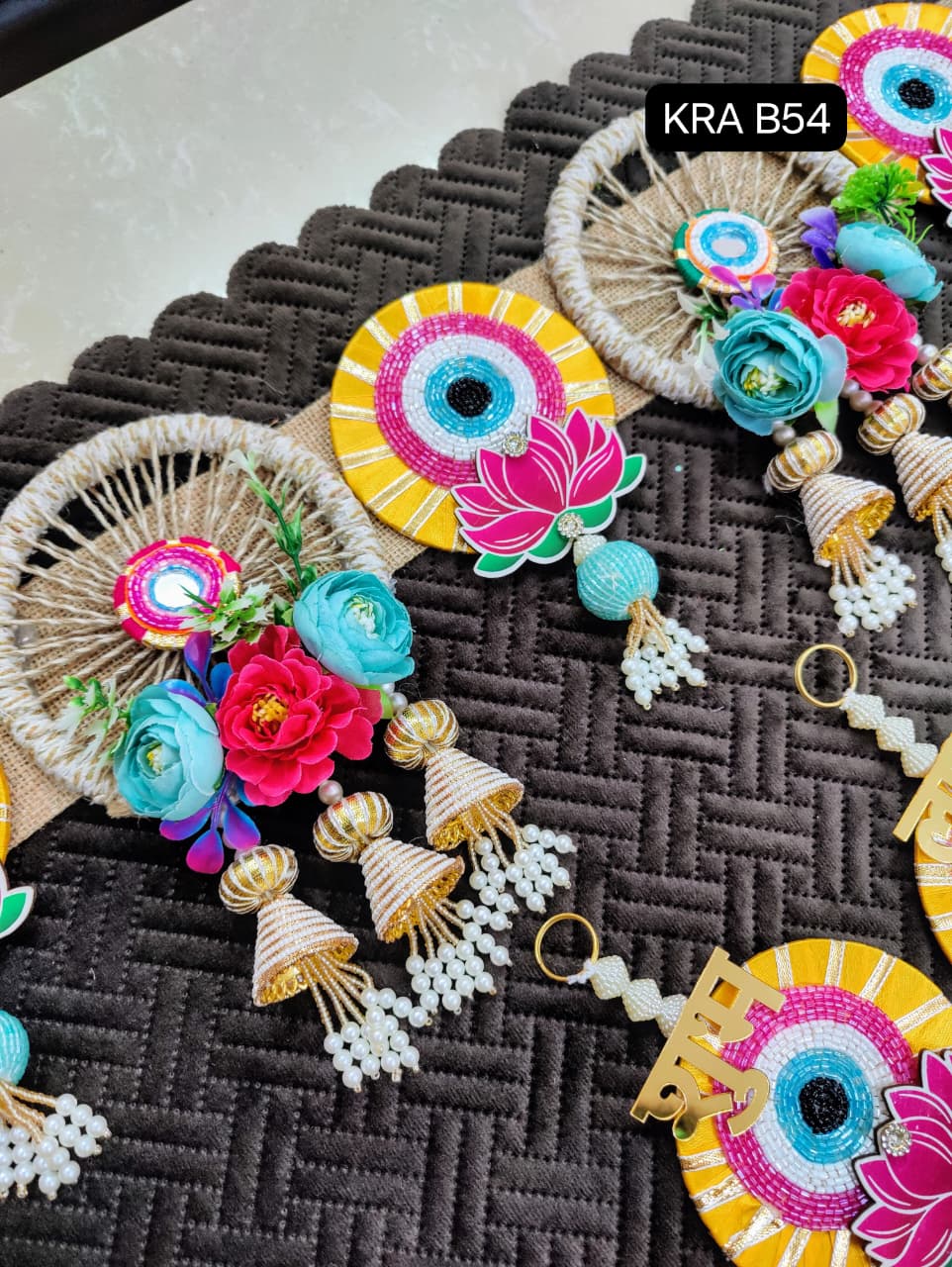 Evil Eye Lotus Bandhanwar With Side Hanging KRA B54