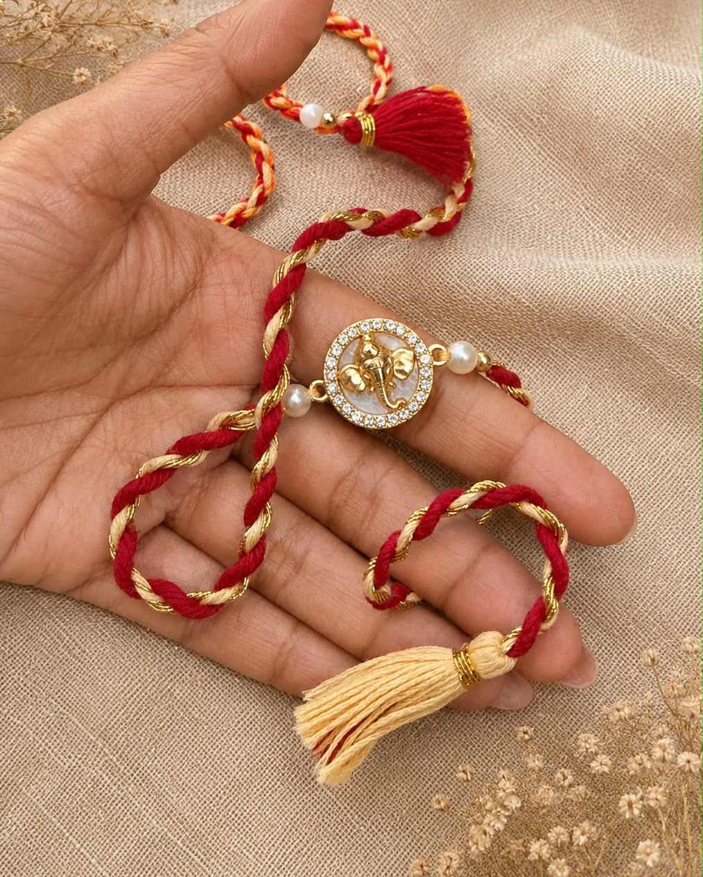 Ganesha Rakhi With Heavy Tassel