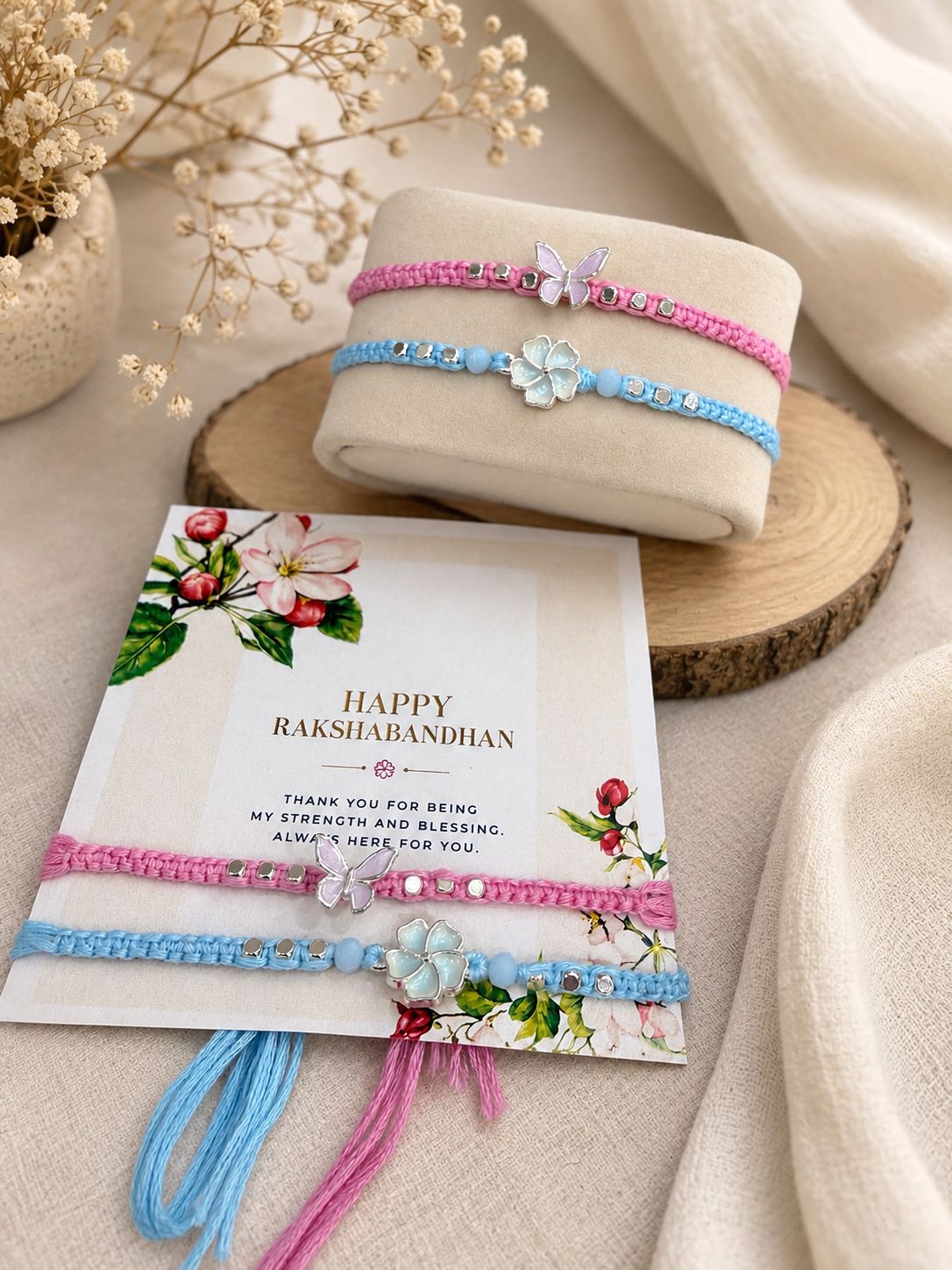 Butterfly & Blossom Bhaiya Bhabhi Rakhi Set