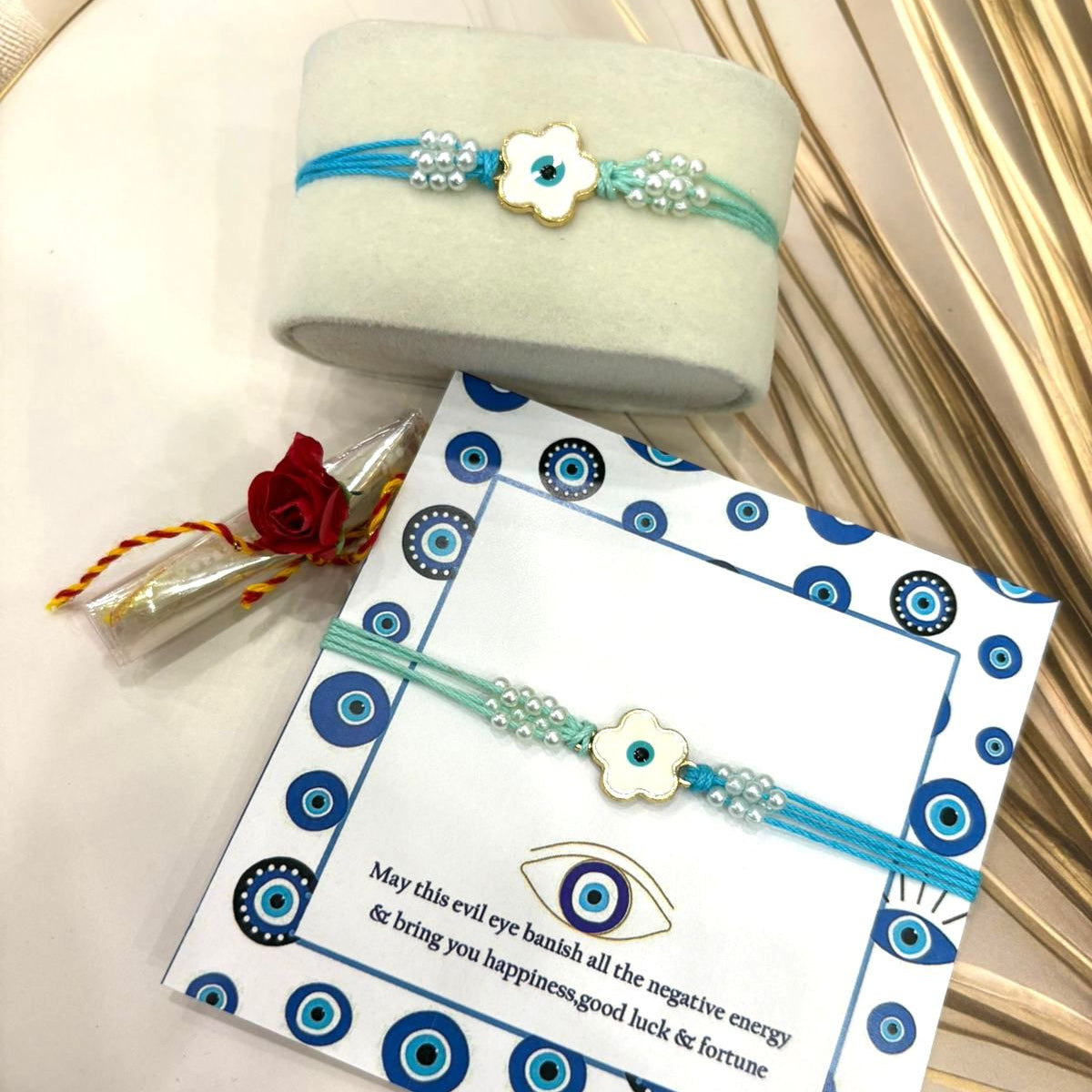 Flower Evil Eye Protection Rakhi