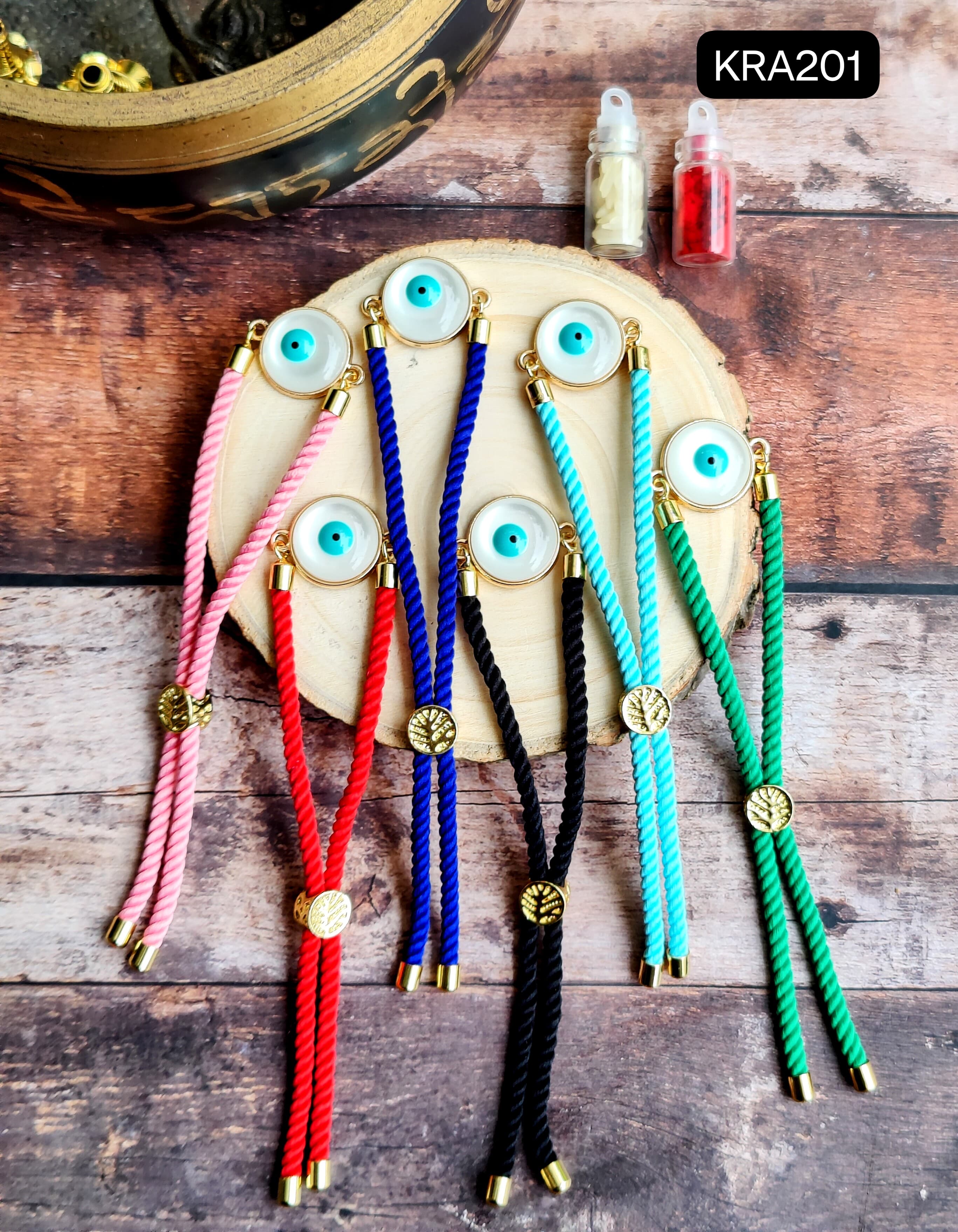 Evil Eye Monalisa Stone Premium Rakhi Band (KRA201)