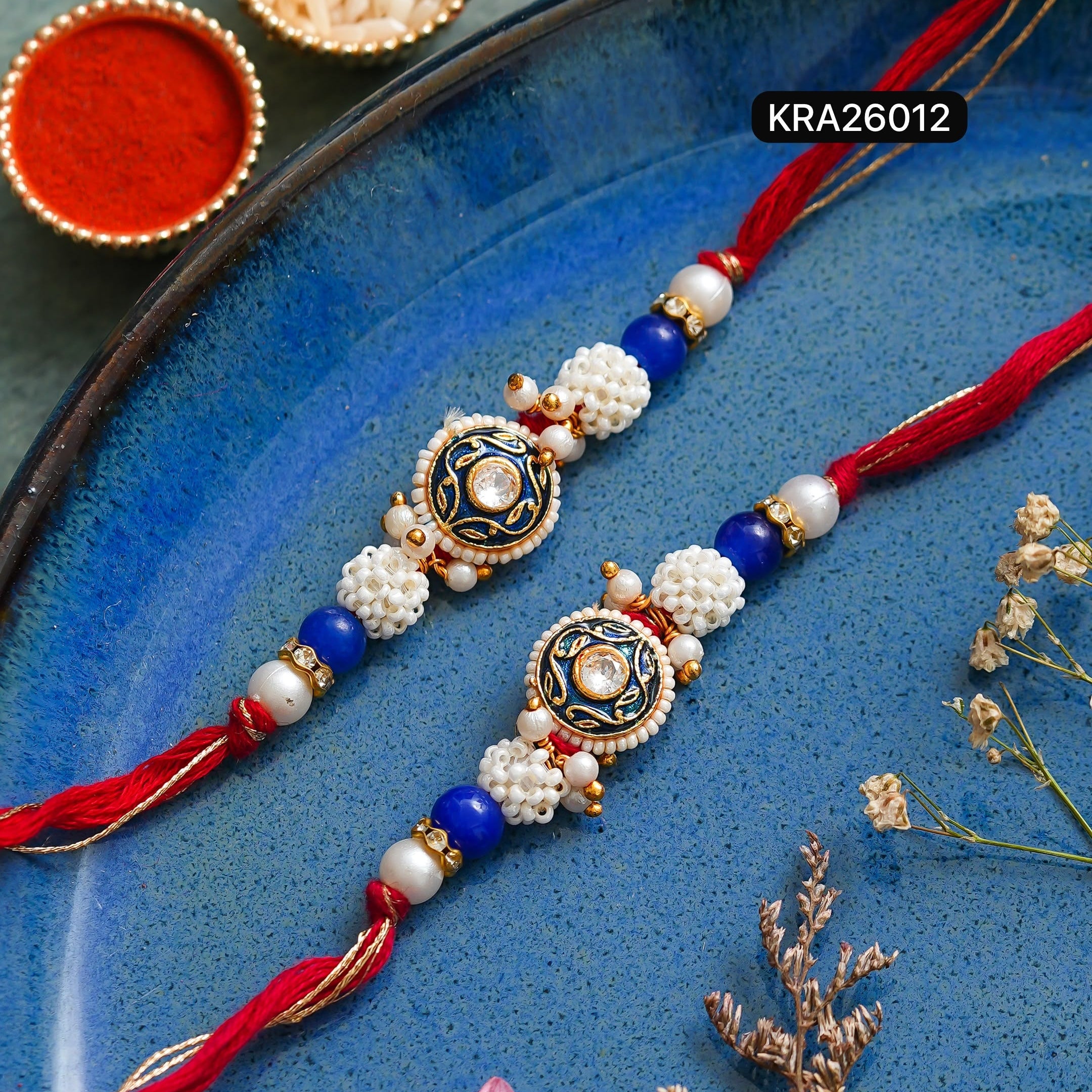 Minimal Kundan Rakhi For Bhai (KRA26012)