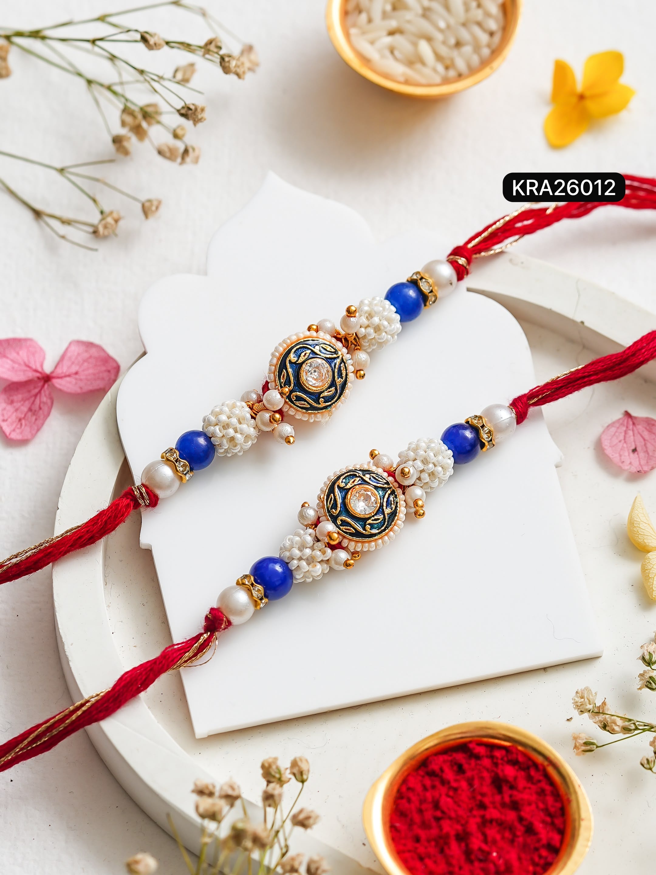 Minimal Kundan Rakhi For Bhai (KRA26012)