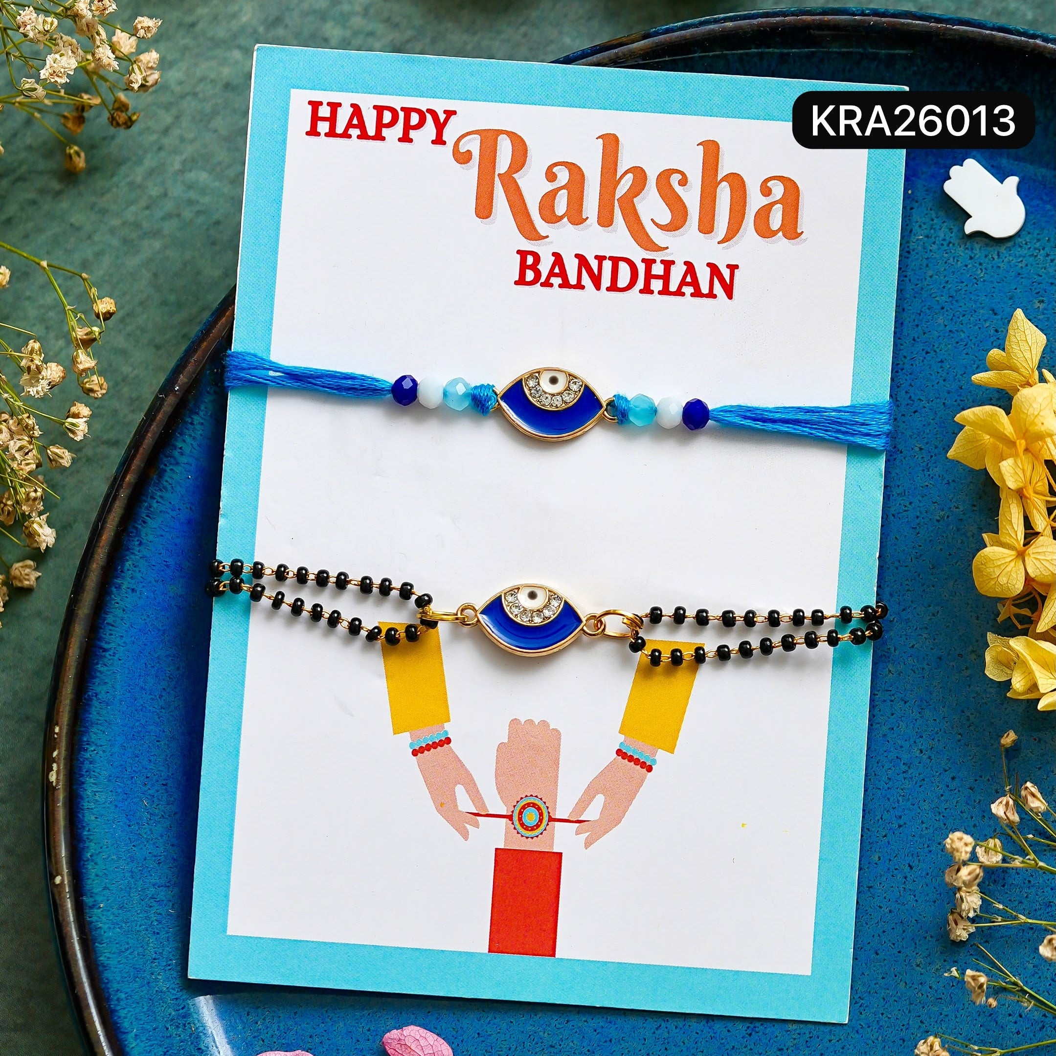 Evil Eye Minimal Rakhi & Bracelet Set (KRA26013)