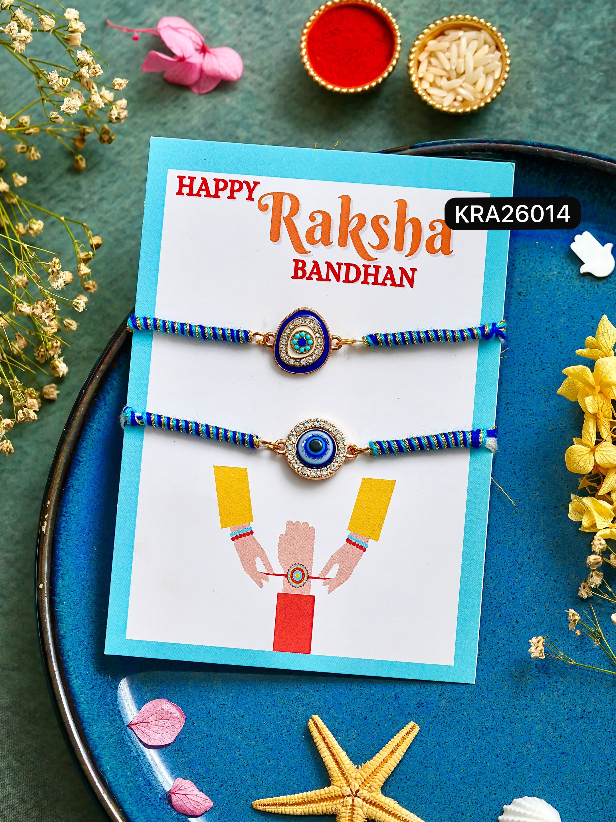 Evil Eye Hand Braided Rakhi Set (KRA26014)