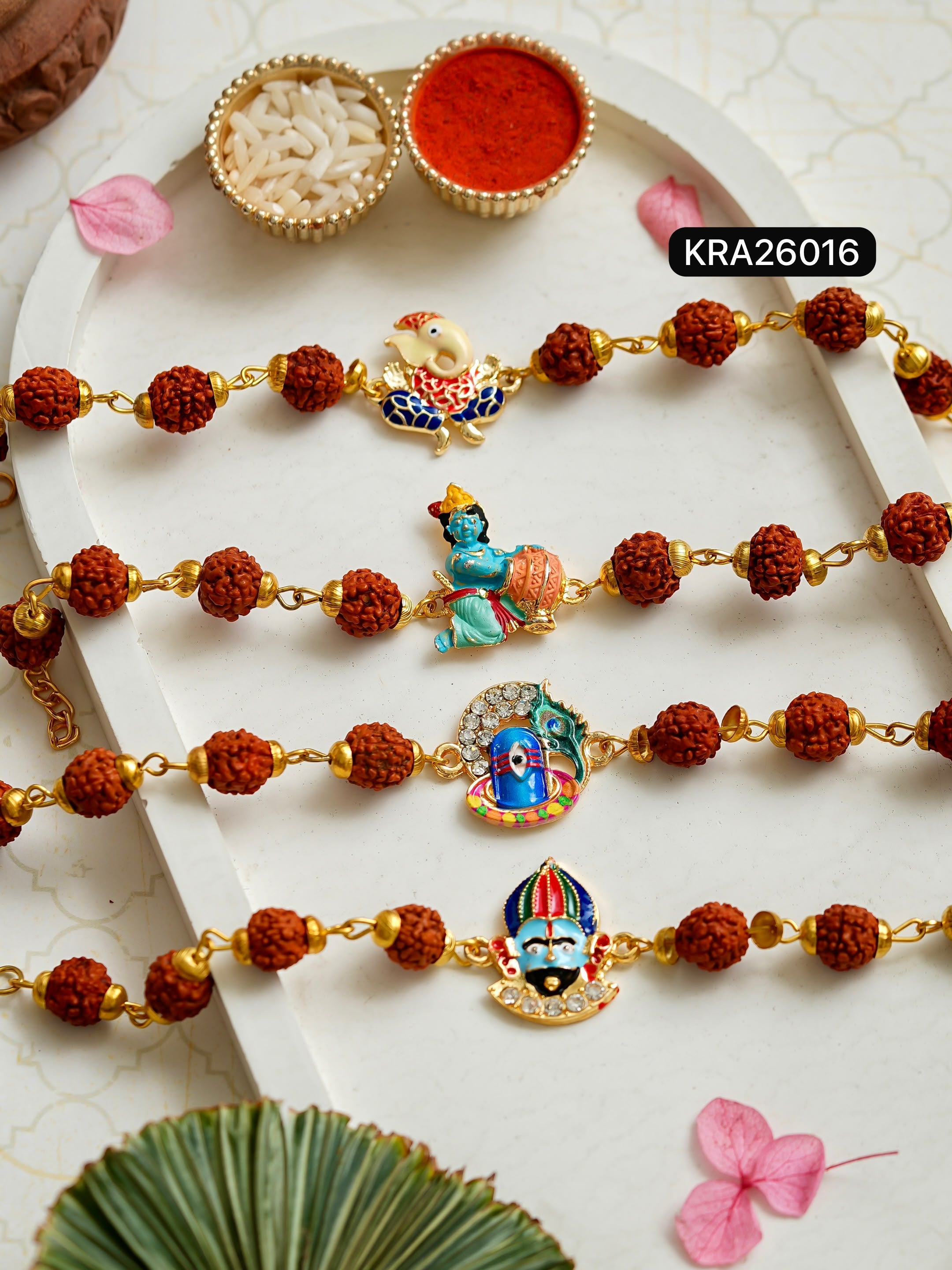 3D Meenakari God Rudraksha Bracelet (KRA26016)