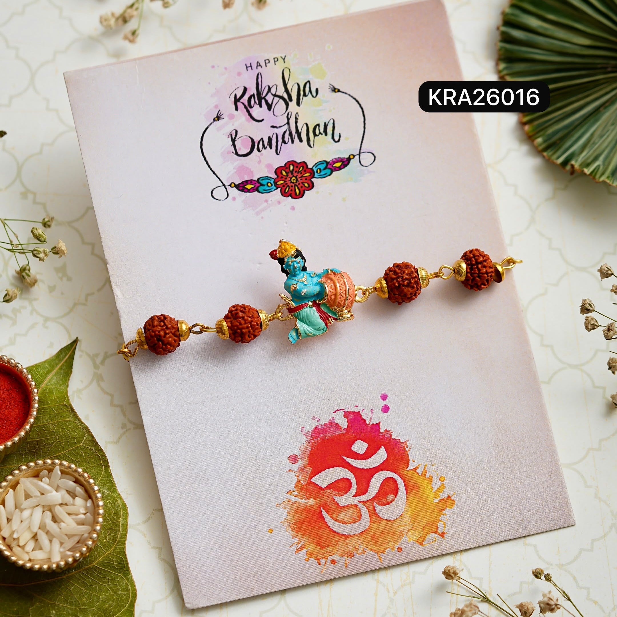 3D Meenakari God Rudraksha Bracelet (KRA26016)