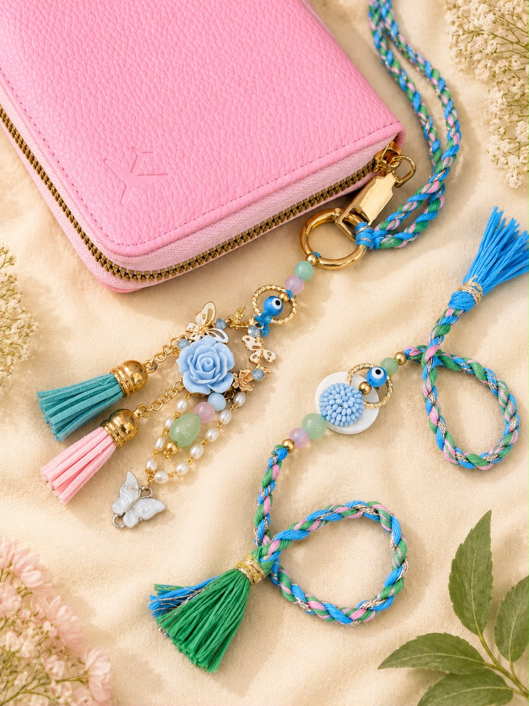 Pastel Floral Purse Hanging Lumba & Rakhi Set