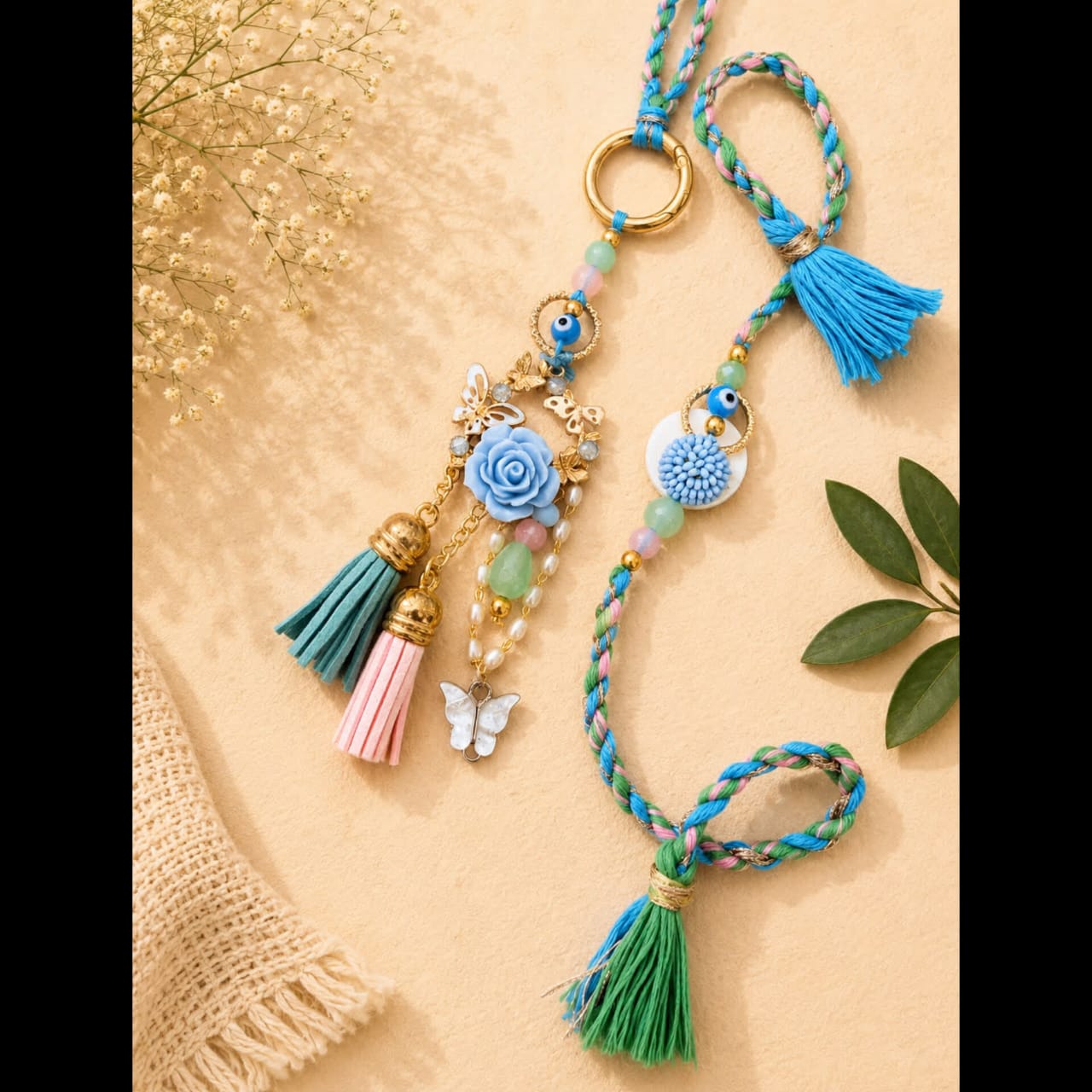 Pastel Floral Purse Hanging Lumba & Rakhi Set